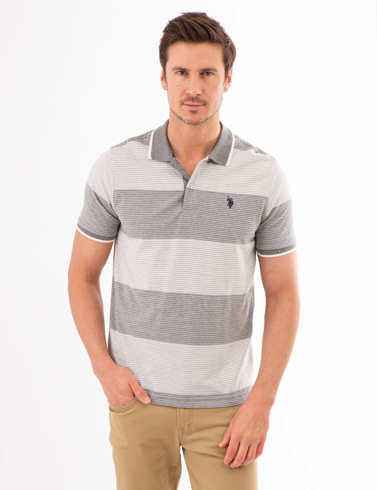 JACQUARD STRIPED JERSEY POLO SHIRT