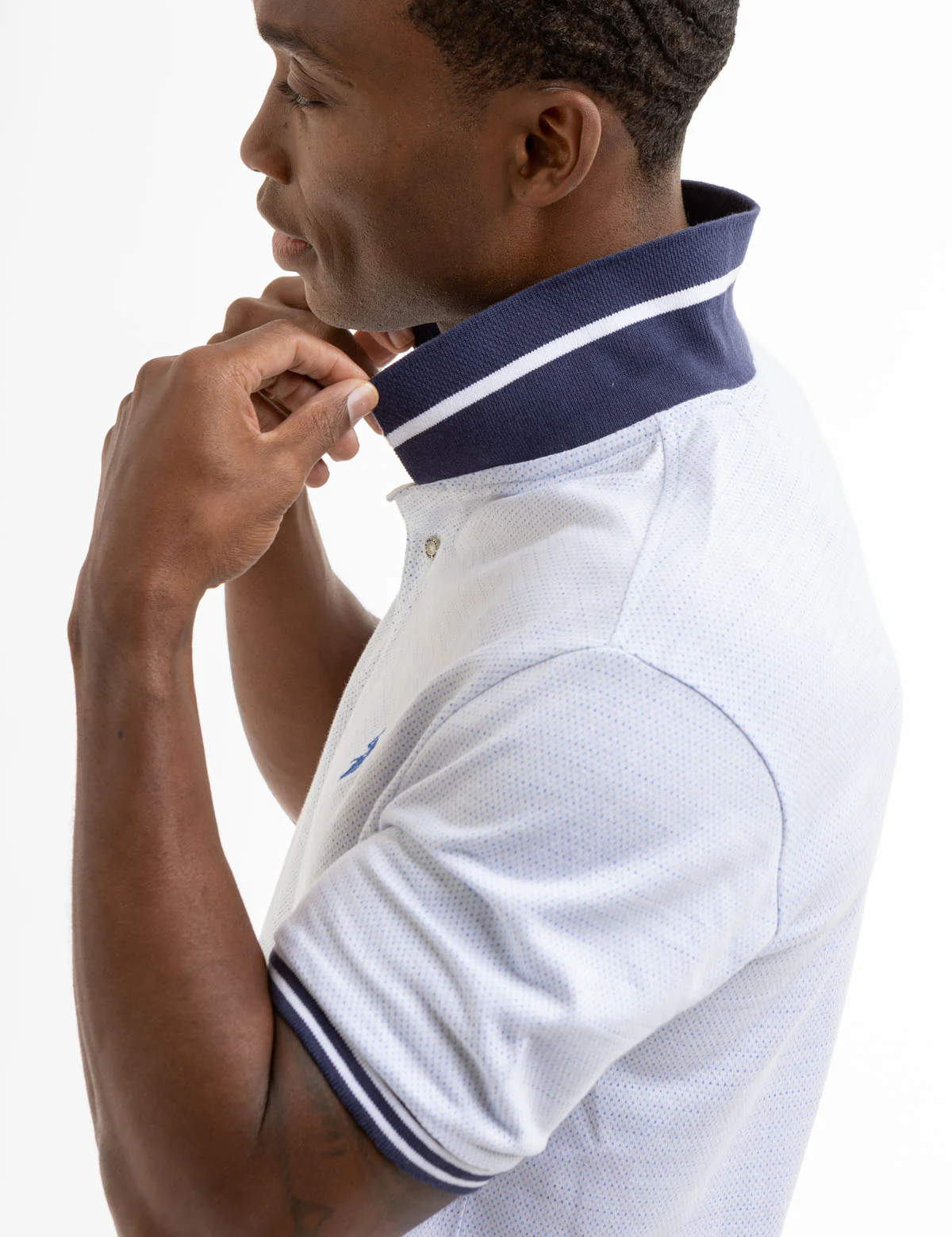 JACQUARD TEXTURED JERSEY POLO SHIRT - Image 8