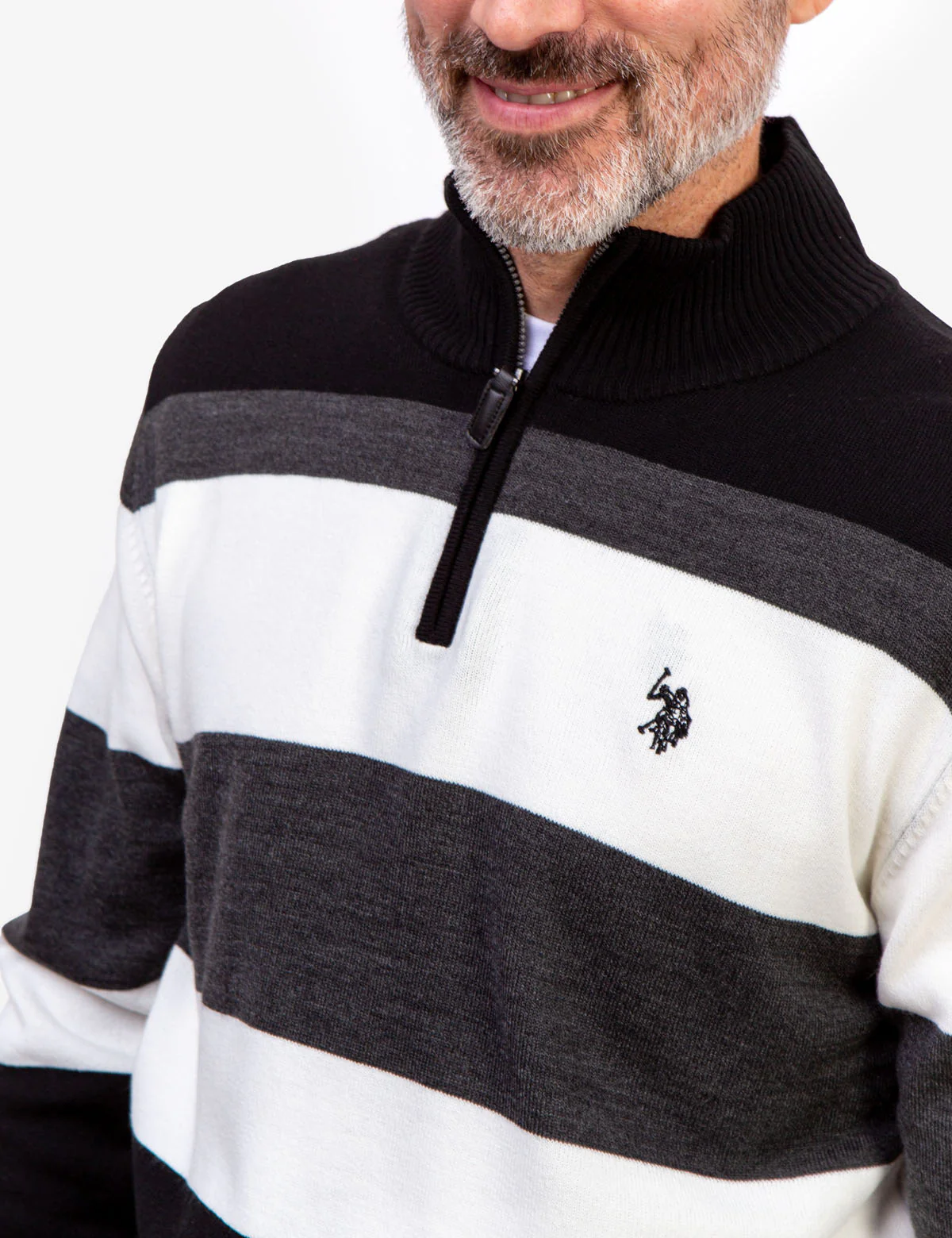 JERSEY STRIPED QUARTER ZIP SWEATER - Image 2