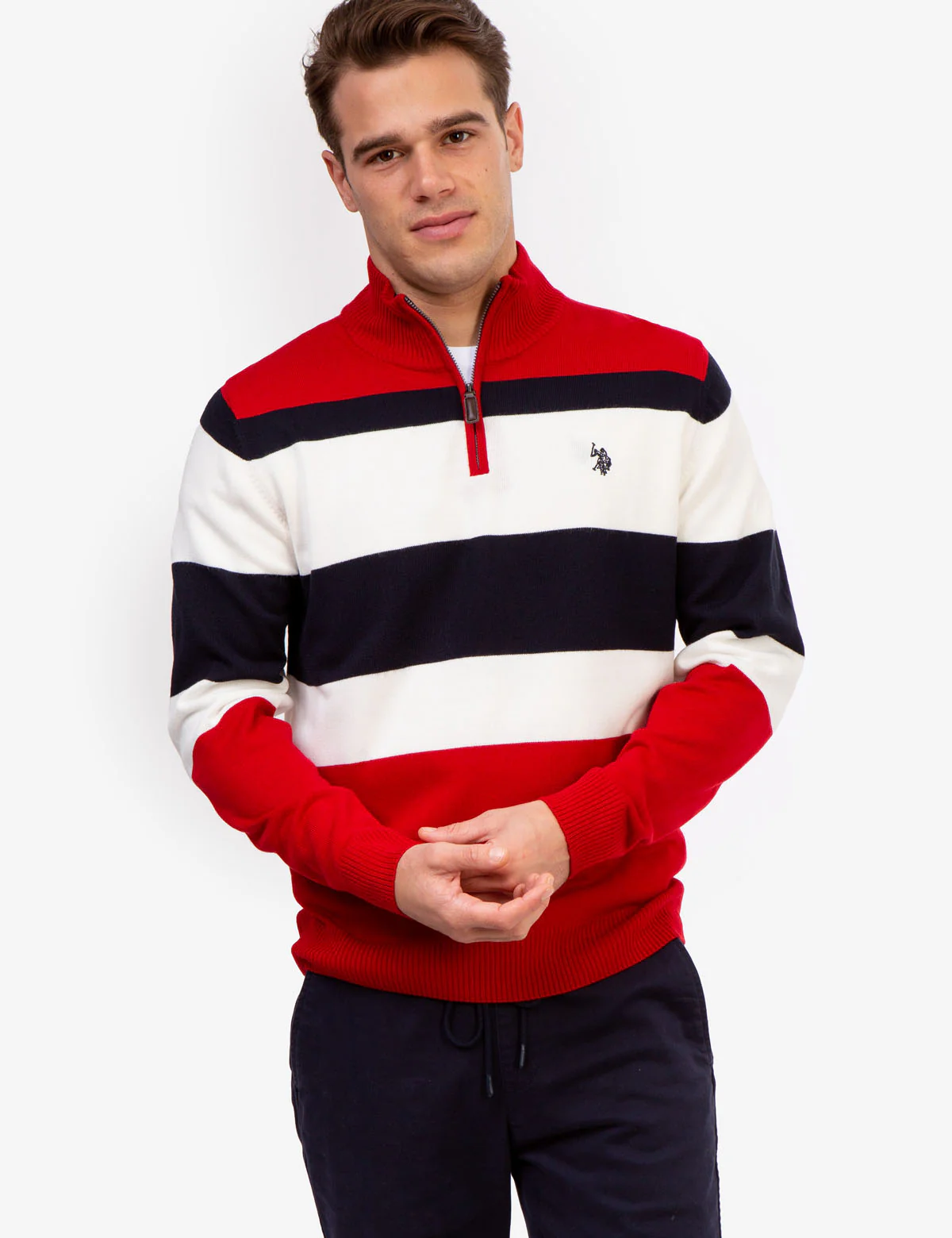 JERSEY STRIPED QUARTER ZIP SWEATER - Image 3