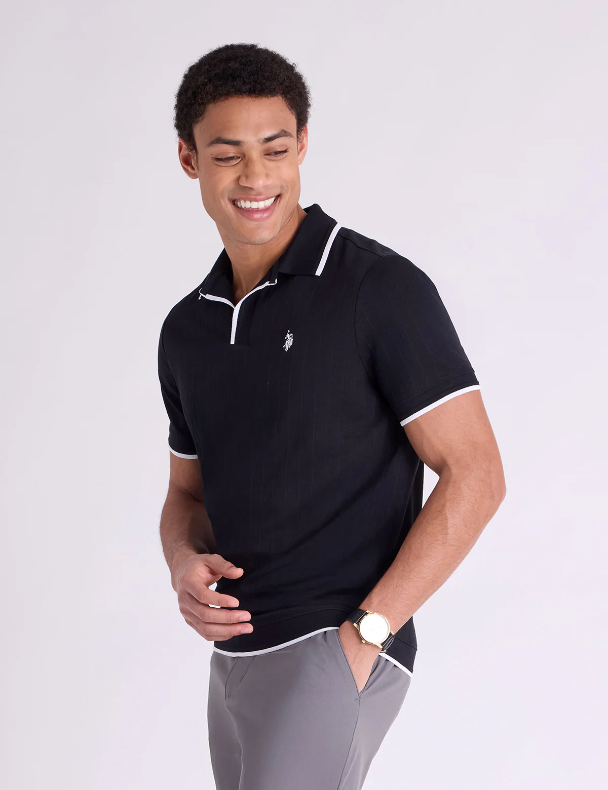 JOHNNY PLACKET WIDE RIB KNIT POLO SHIRT - Image 7