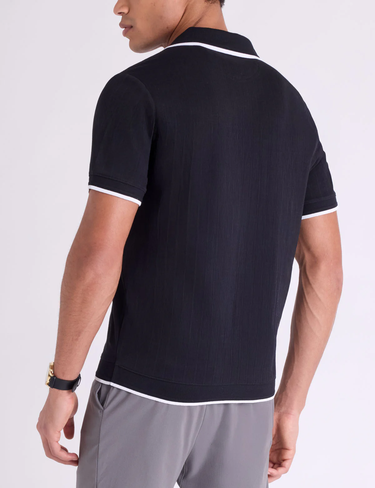 JOHNNY PLACKET WIDE RIB KNIT POLO SHIRT - Image 9