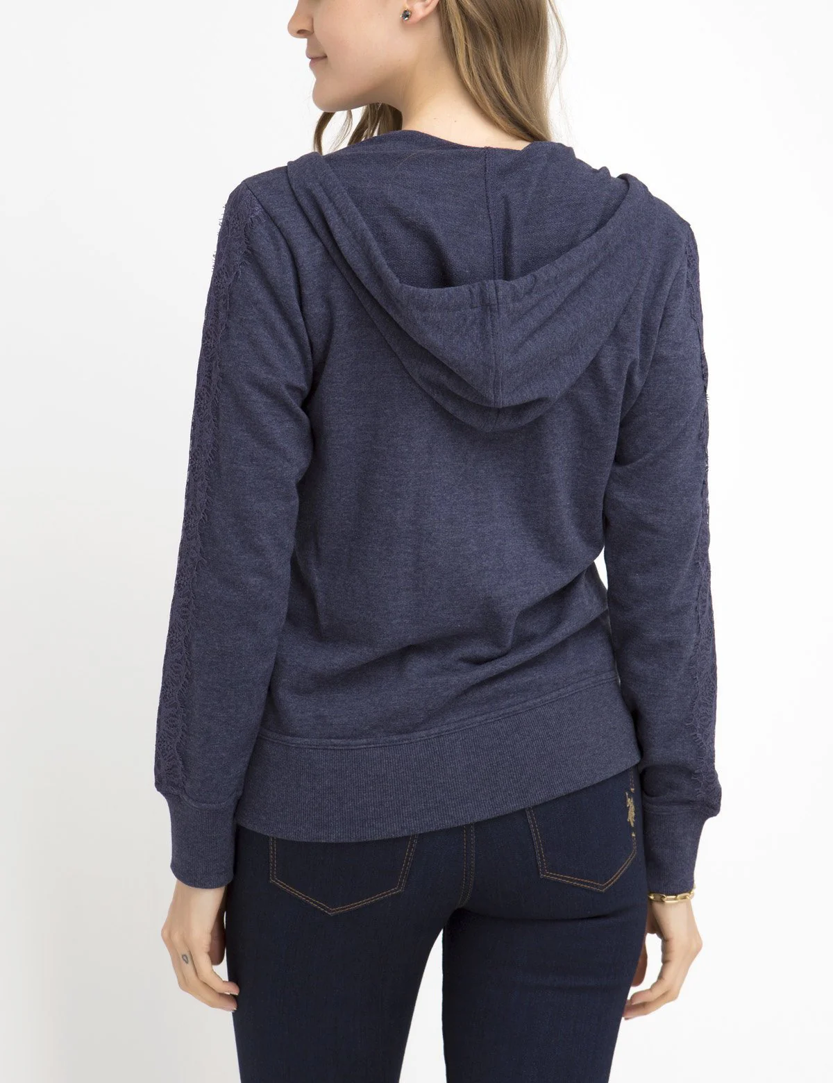 LACE SLEEVE ZIP UP HOODIE - Image 3
