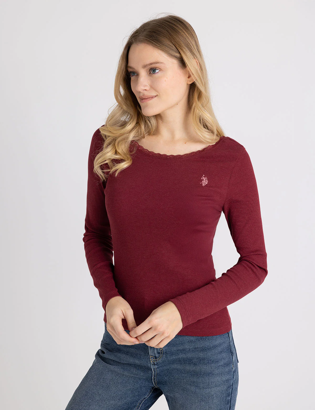 LACE TRIM SCOOP NECK RIB TOP - Image 11