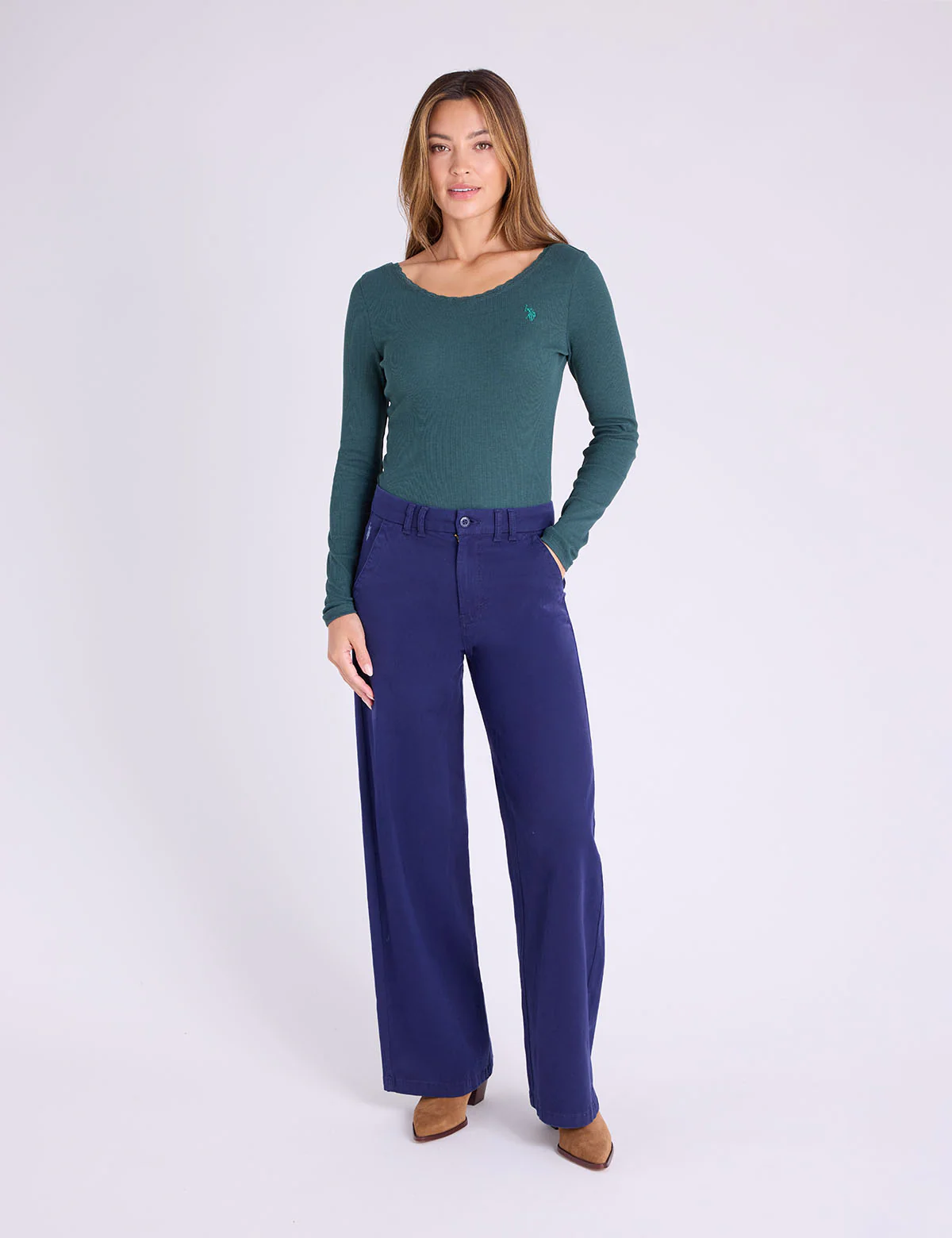LACE TRIM SCOOP NECK RIB TOP - Image 5