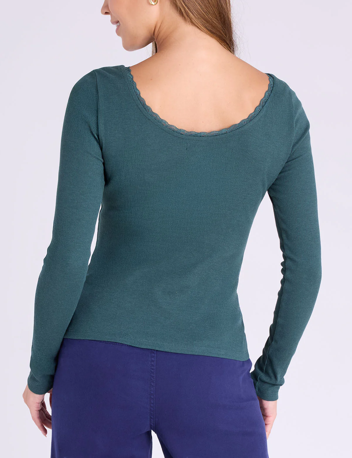LACE TRIM SCOOP NECK RIB TOP - Image 6