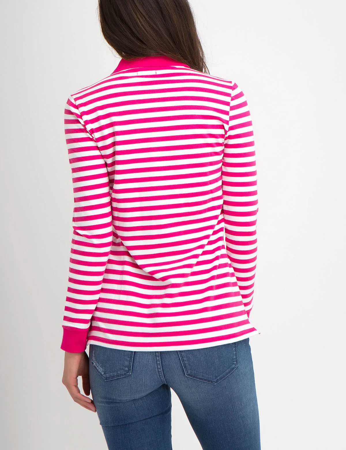 LACE TRIM STRIPE LONG SLEEVE POLO SHIRT - Image 12