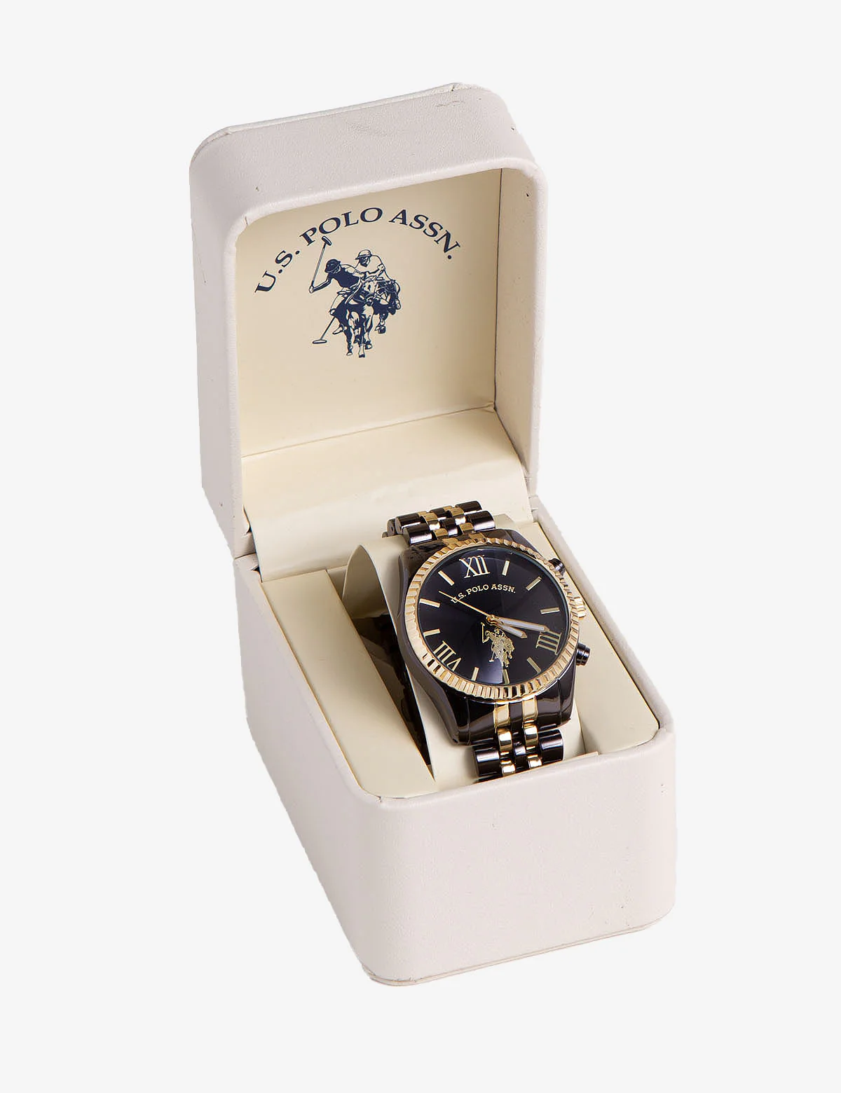 LADIES BLACK AND GOLD BRACELET WATCH - Image 2