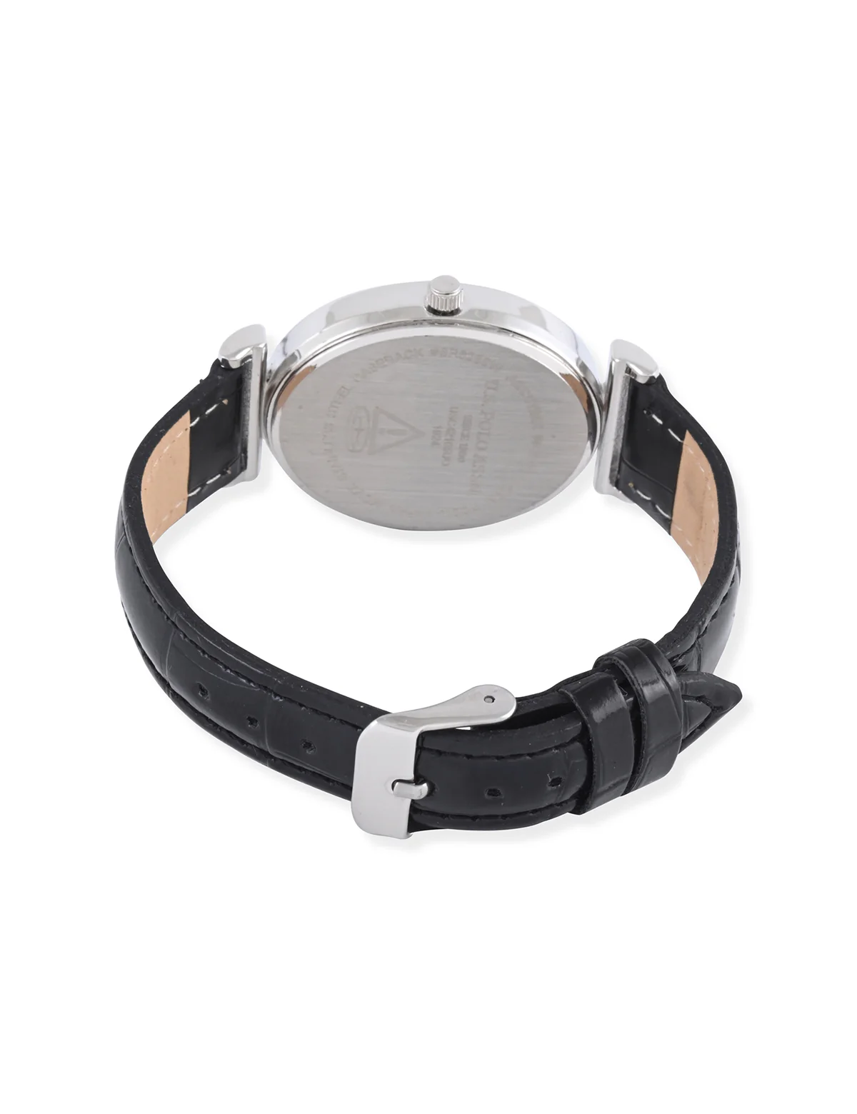 LADIES BLACK EMBOSSED STRAP WATCH - Image 4