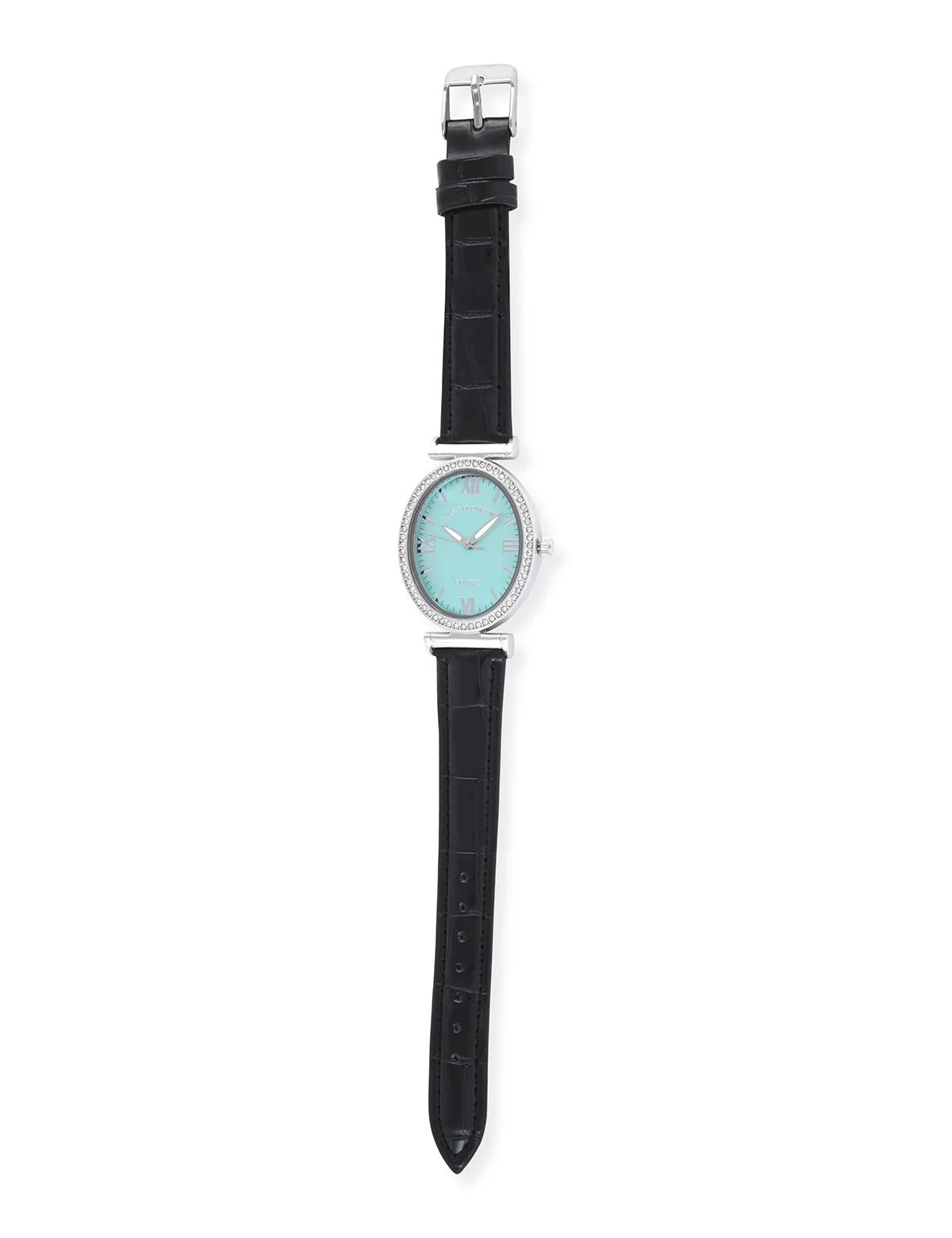 LADIES BLACK EMBOSSED STRAP WATCH - Image 5
