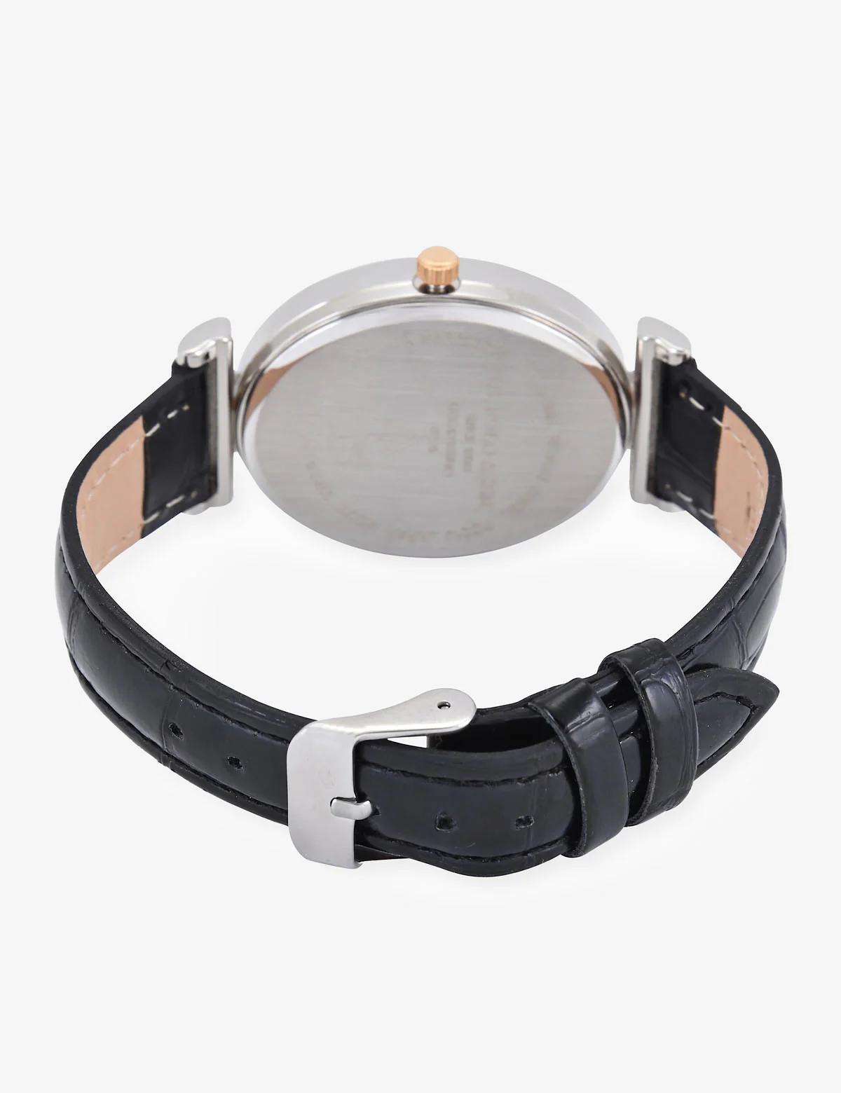 LADIES BLACK EMBOSSED STRAP WATCH - Image 5