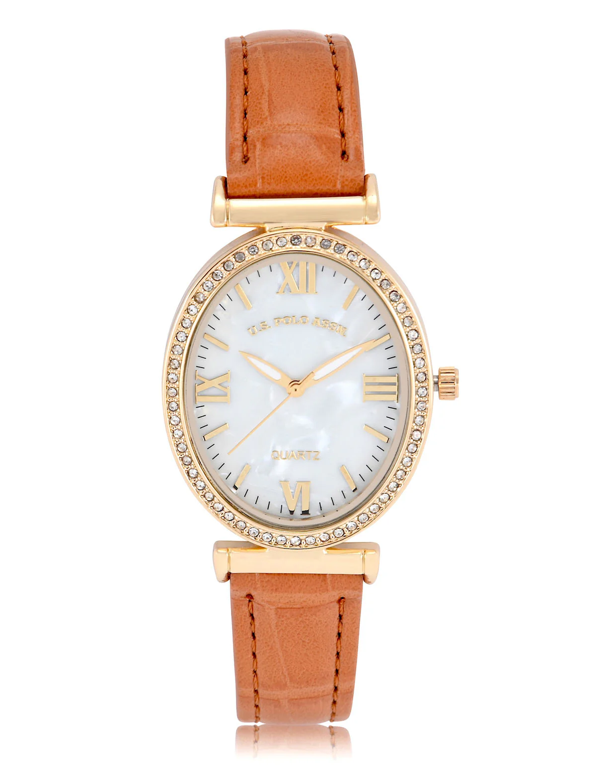 LADIES BROWN EMBOSSED STRAP WATCH - Image 3