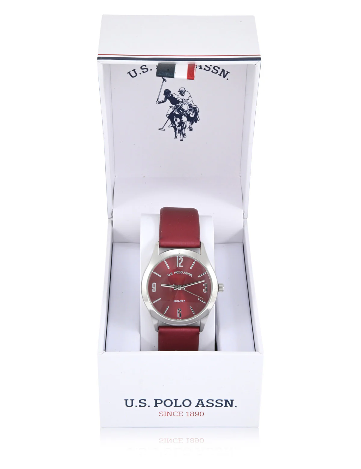 LADIES BURGUNDY STRAP WATCH WITH SILVER ACCENT - Image 3
