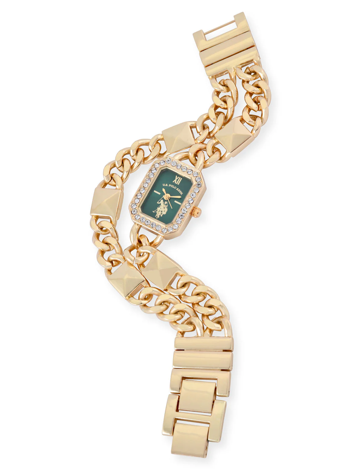LADIES GOLD AND GREEN BRACELET WATCH - Image 3