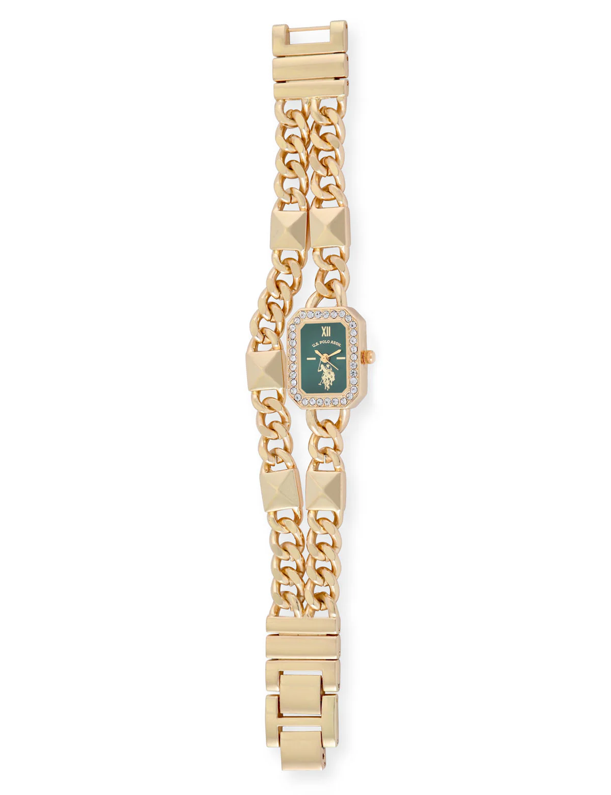 LADIES GOLD AND GREEN BRACELET WATCH - Image 5