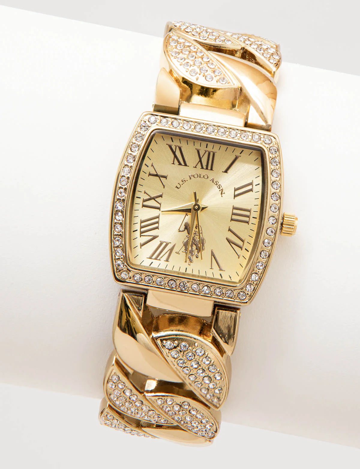 LADIES GOLD EMBELLISHED SQUARE CHAIN WATCH