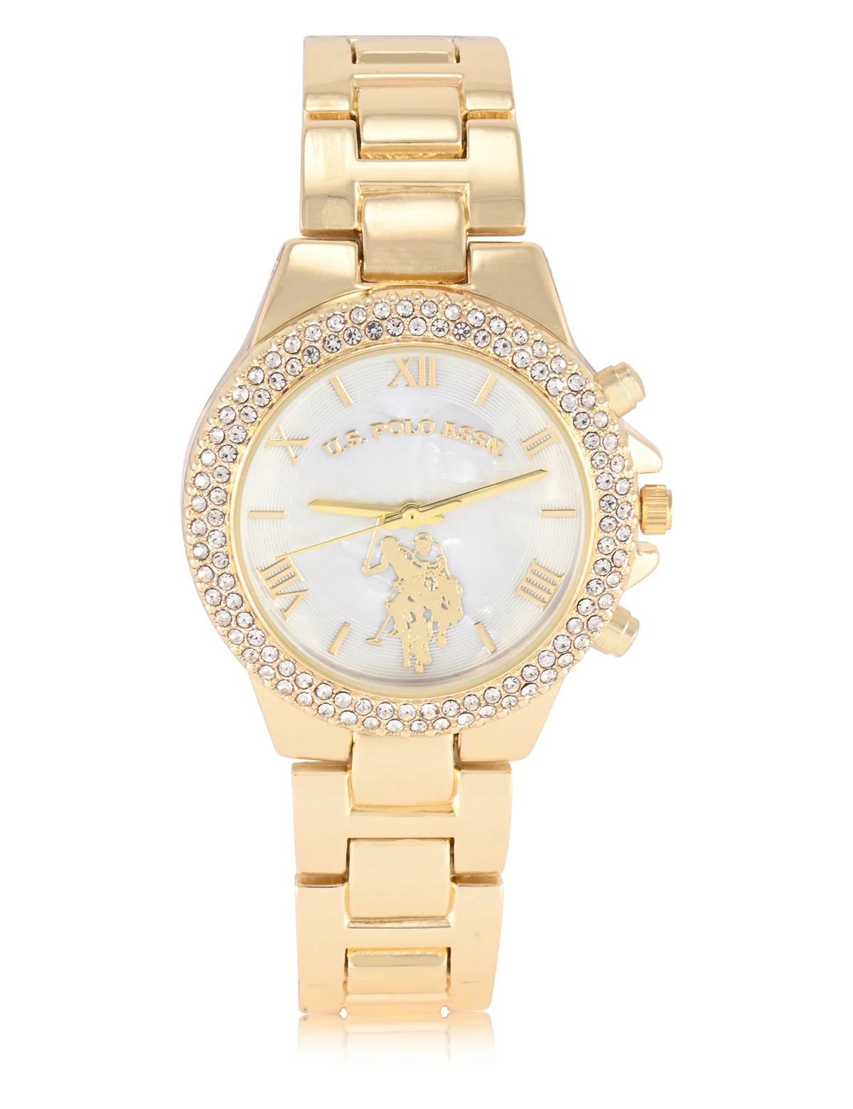 LADIES GOLD EMBELLISHED LINK WATCH - Image 2