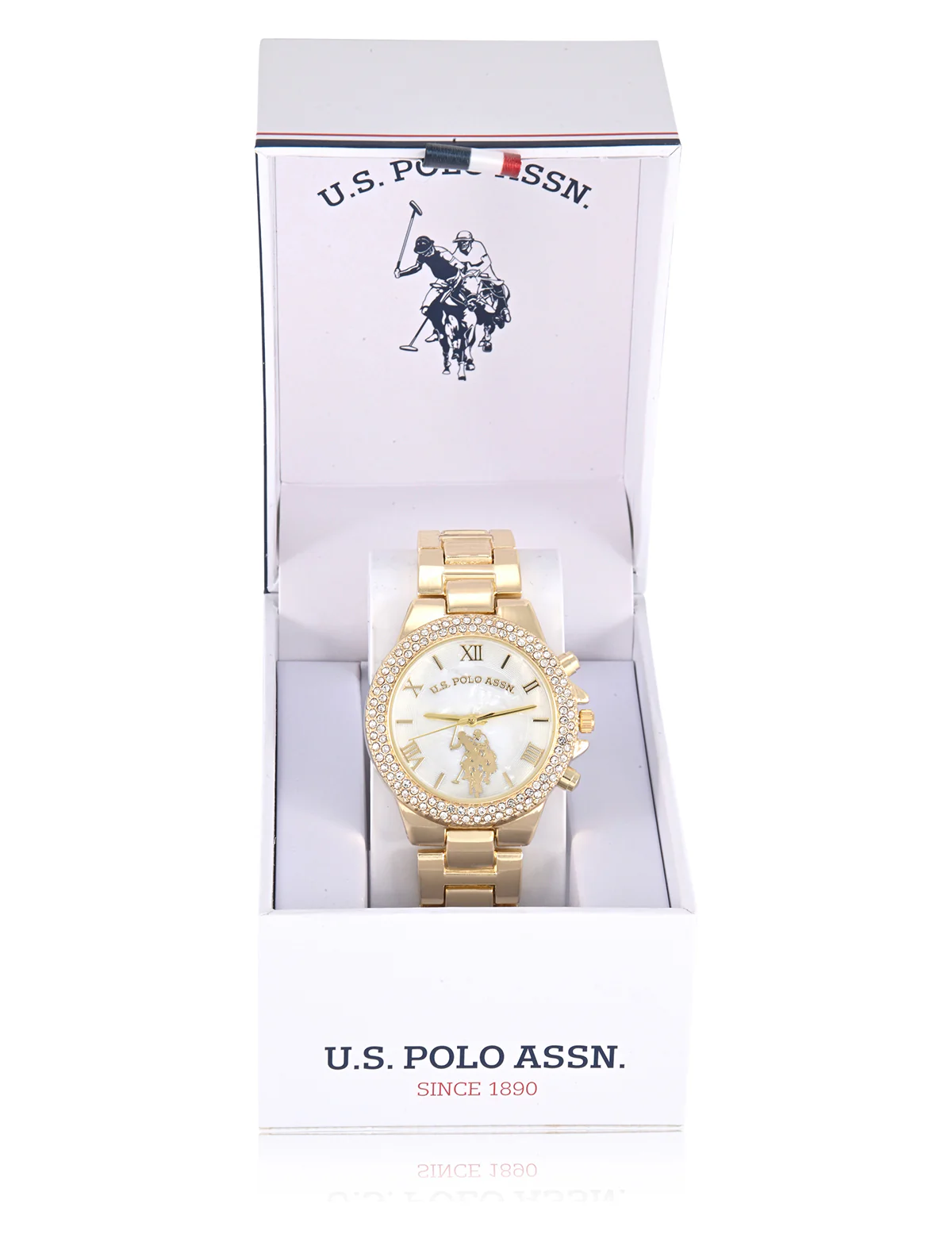 LADIES GOLD EMBELLISHED LINK WATCH - Image 3