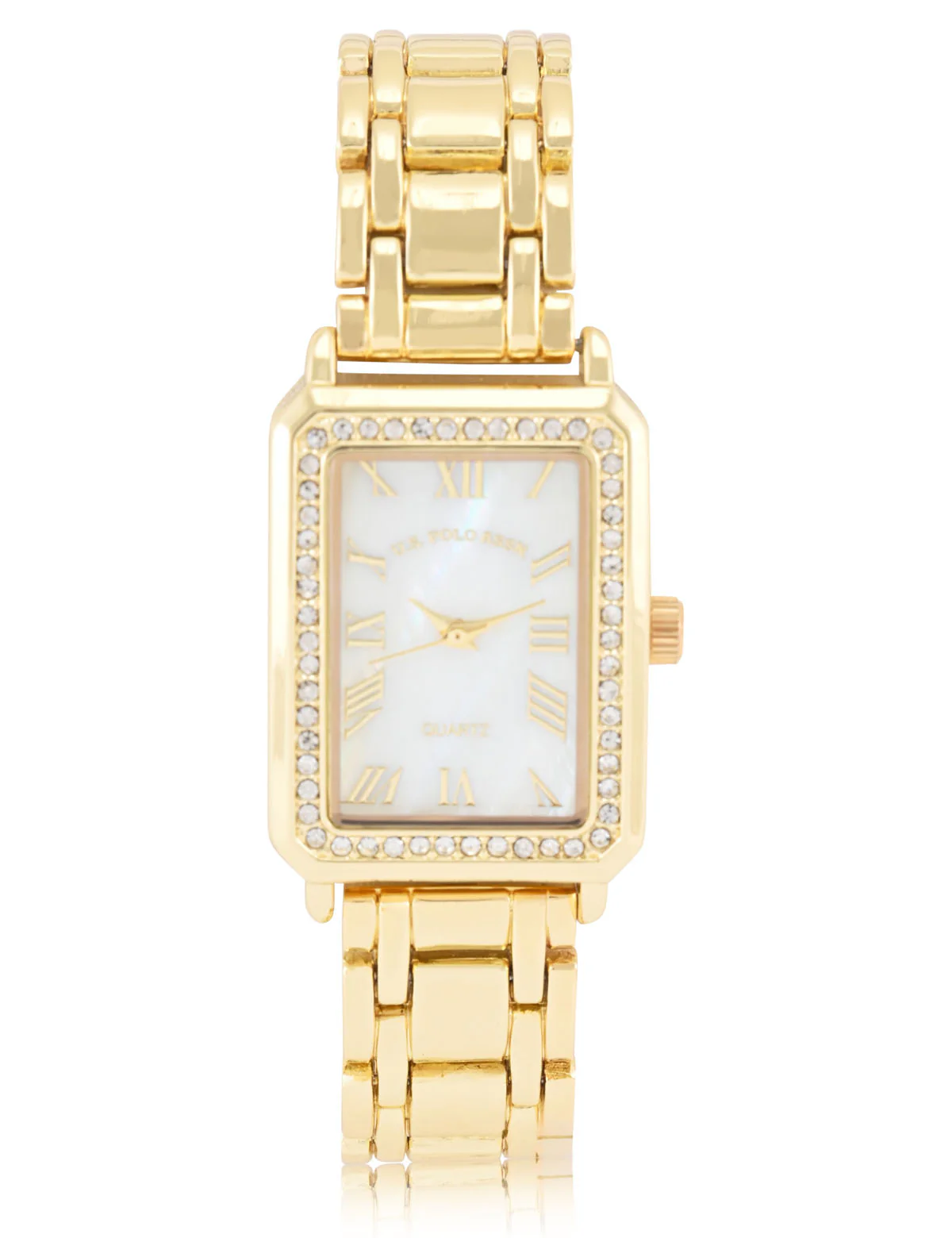 LADIES GOLD SQUARE FACE LINK WATCH - Image 5