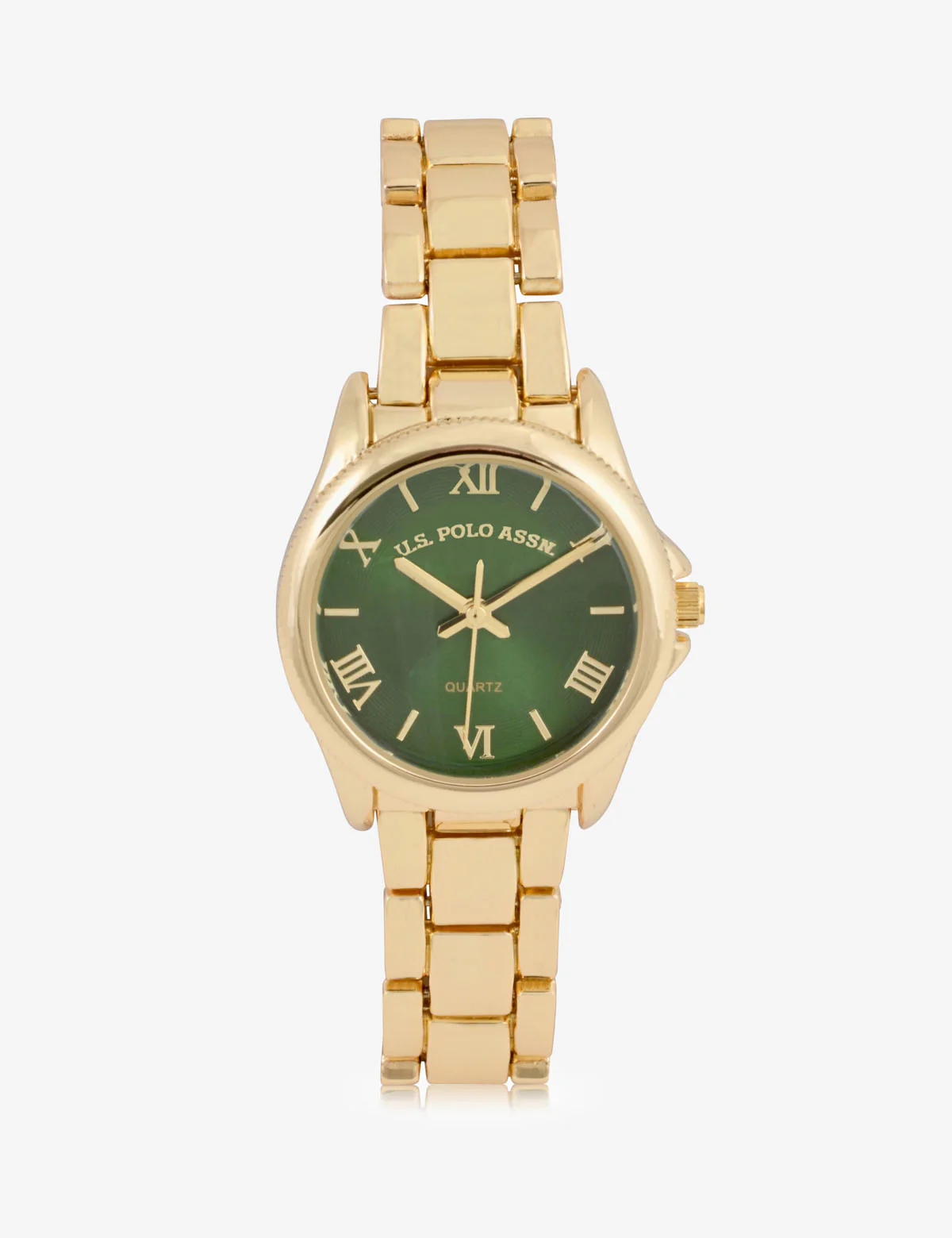 LADIES GOLDTONE AND GREEN DIAL BRACELET WATCH - Image 4