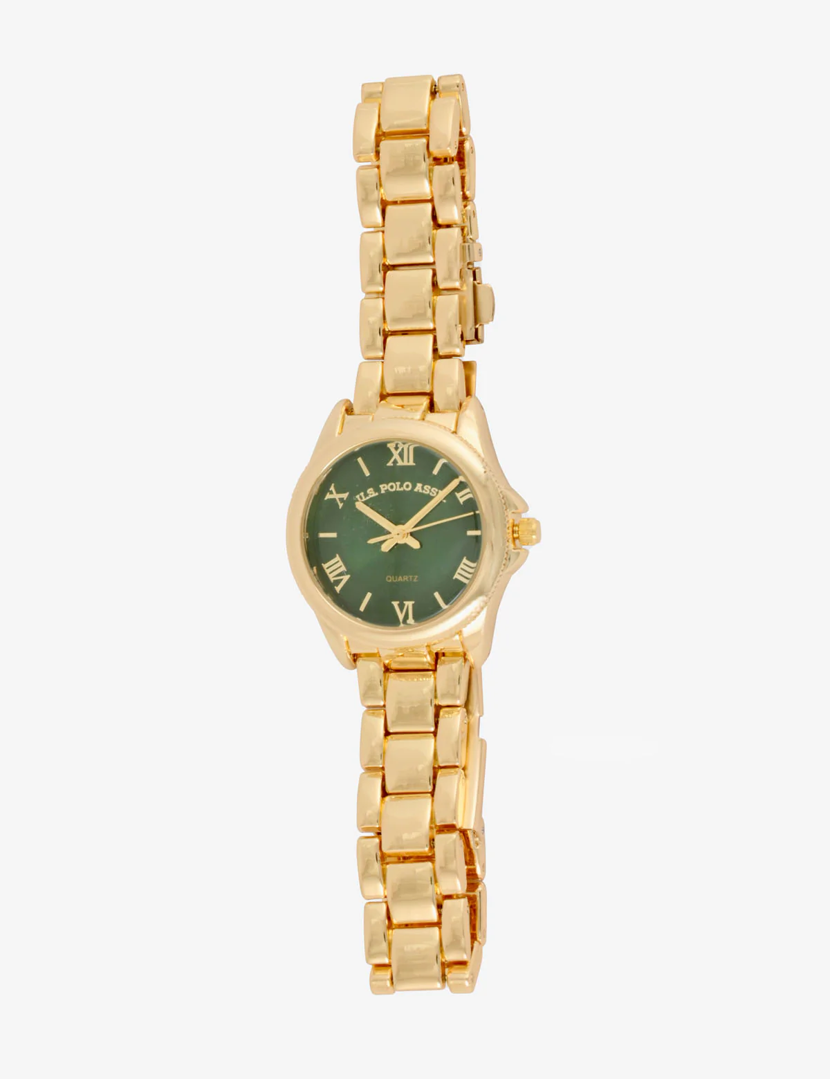 LADIES GOLDTONE AND GREEN DIAL BRACELET WATCH - Image 6