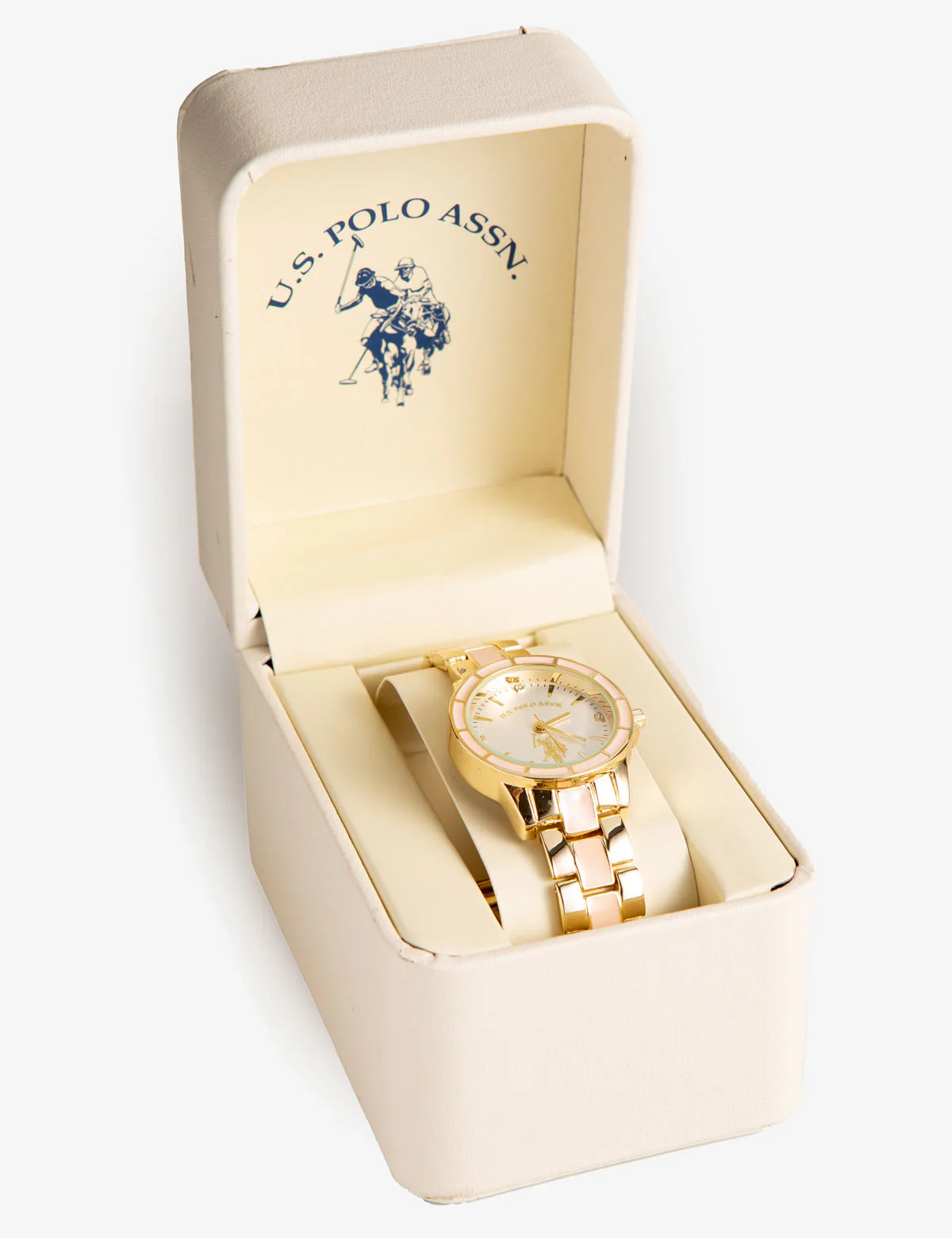 Ladies Goldtone and Pink Enamel Bracelet Watch - Image 2