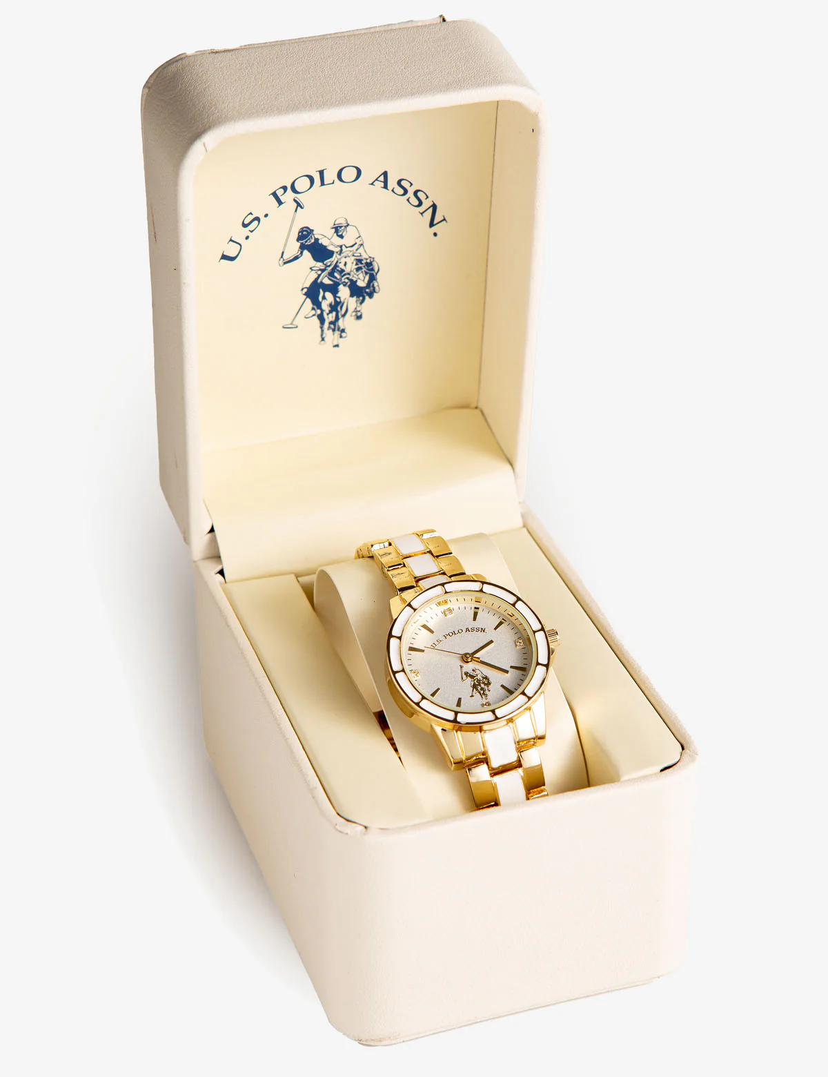 Ladies Goldtone and White Enamel Bracelet Watch - Image 2