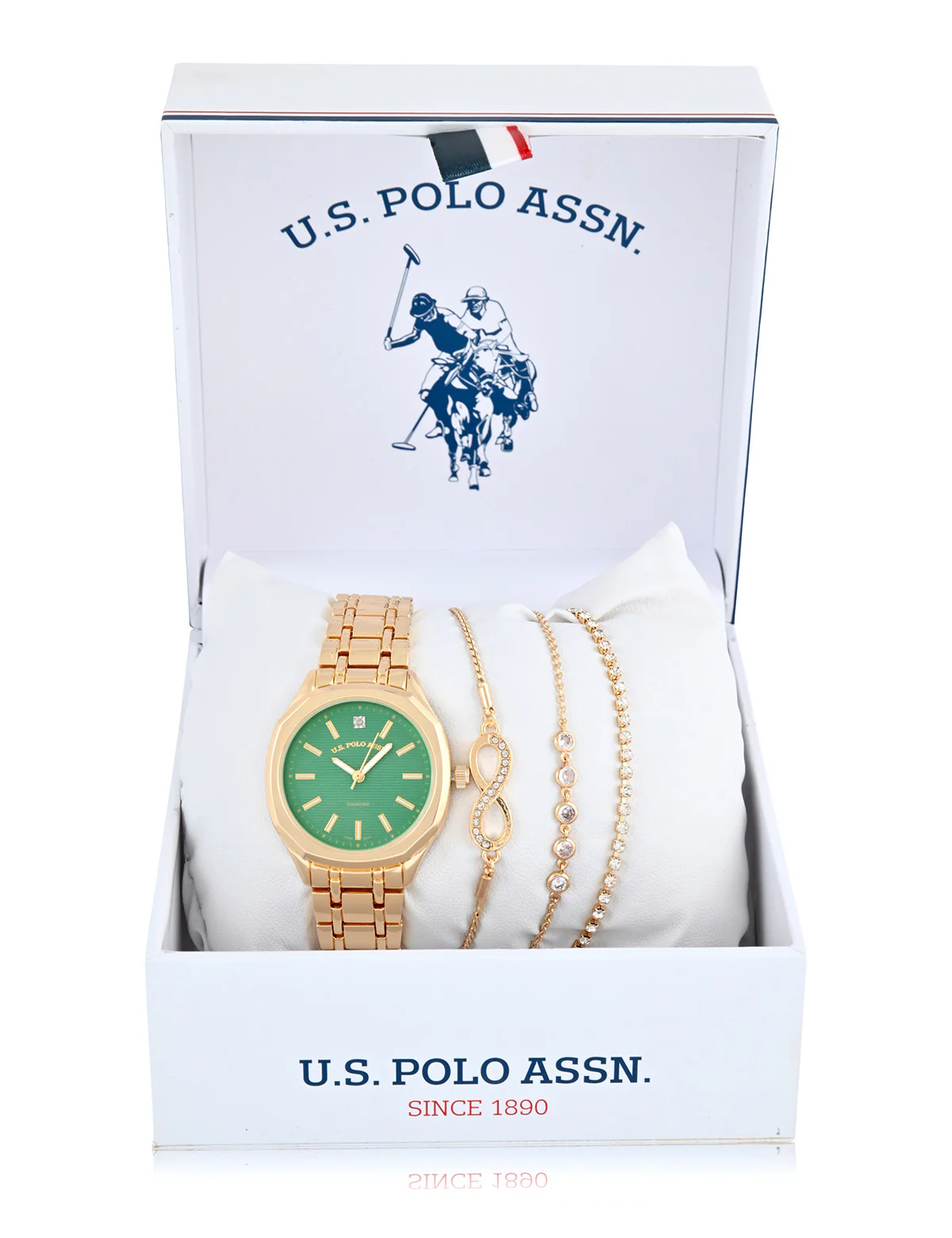 LADIES GOLDTONE WATCH AND BRACELETS SET