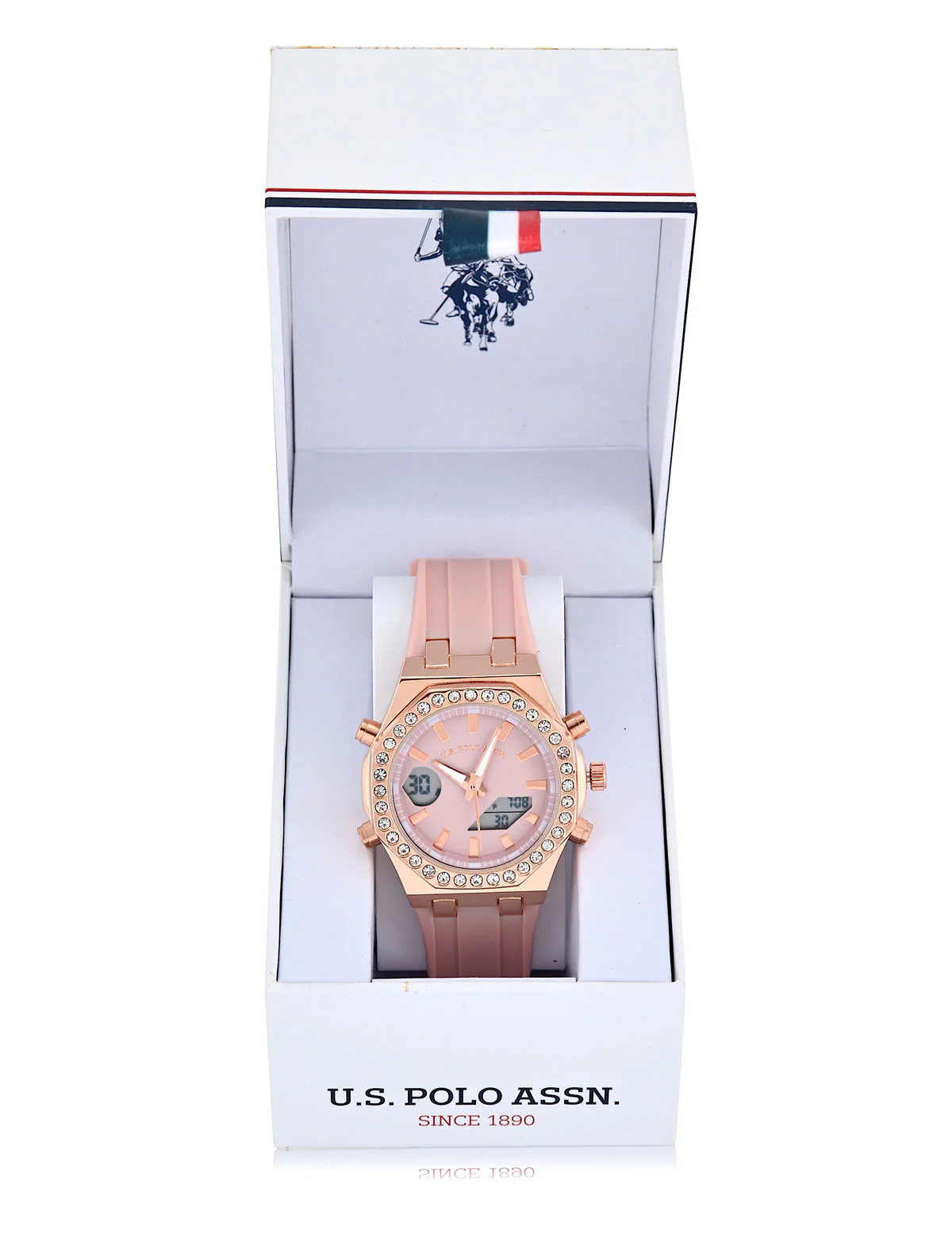 LADIES PINK EMBELLISHED ANA DIGI WATCH - Image 2