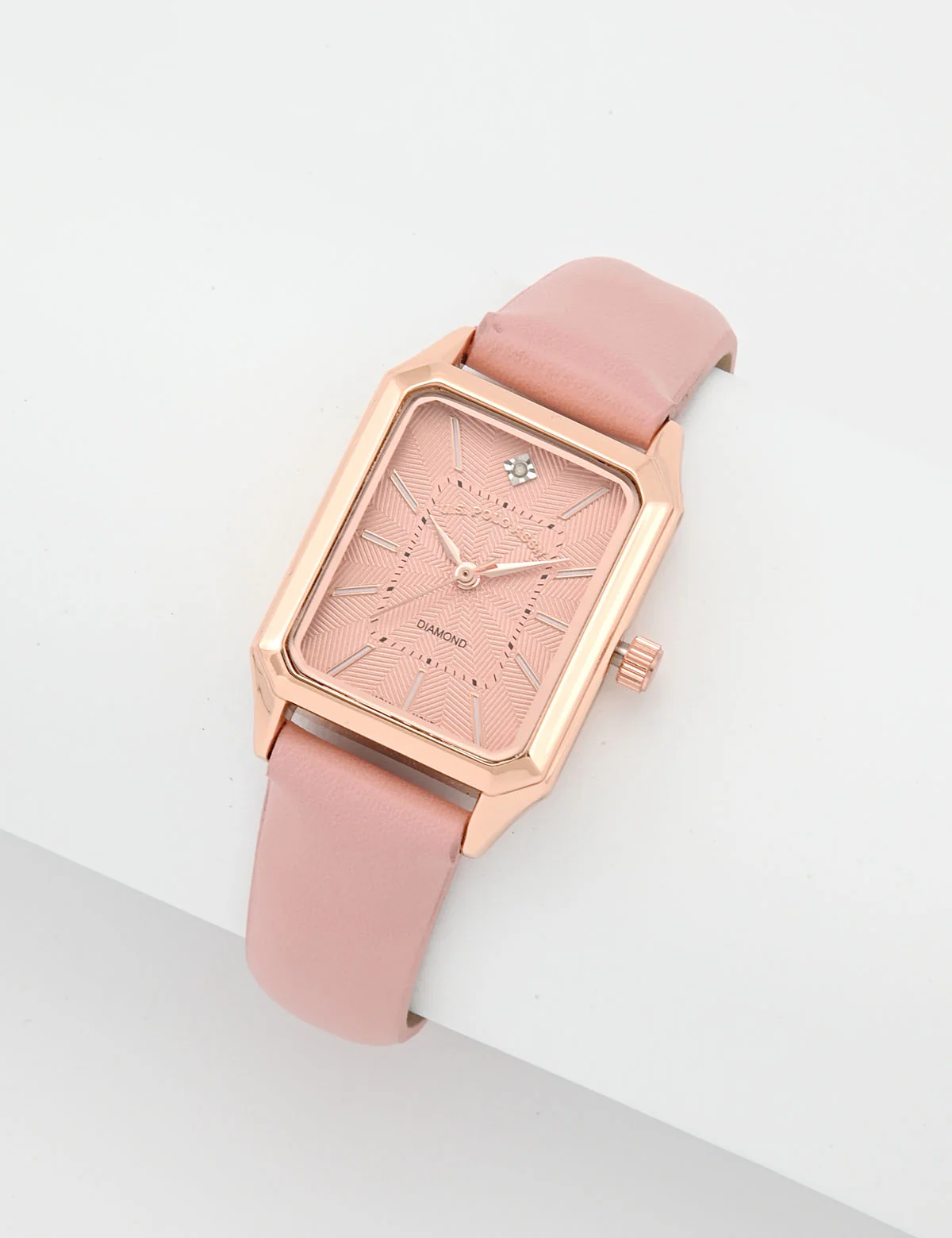 LADIES PINK SQUARE WATCH AND BRACELETS SET - Image 3