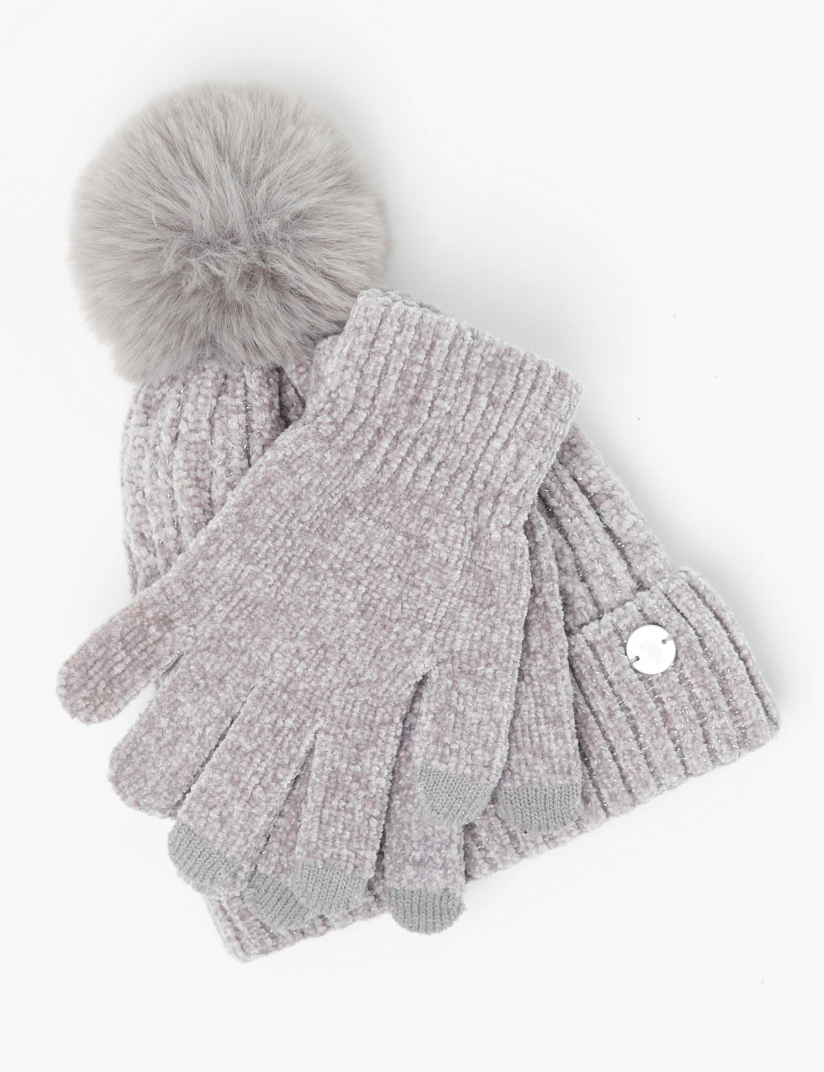 LADIES POM POM FLEECE BEANIE AND GLOVE SET - Image 11