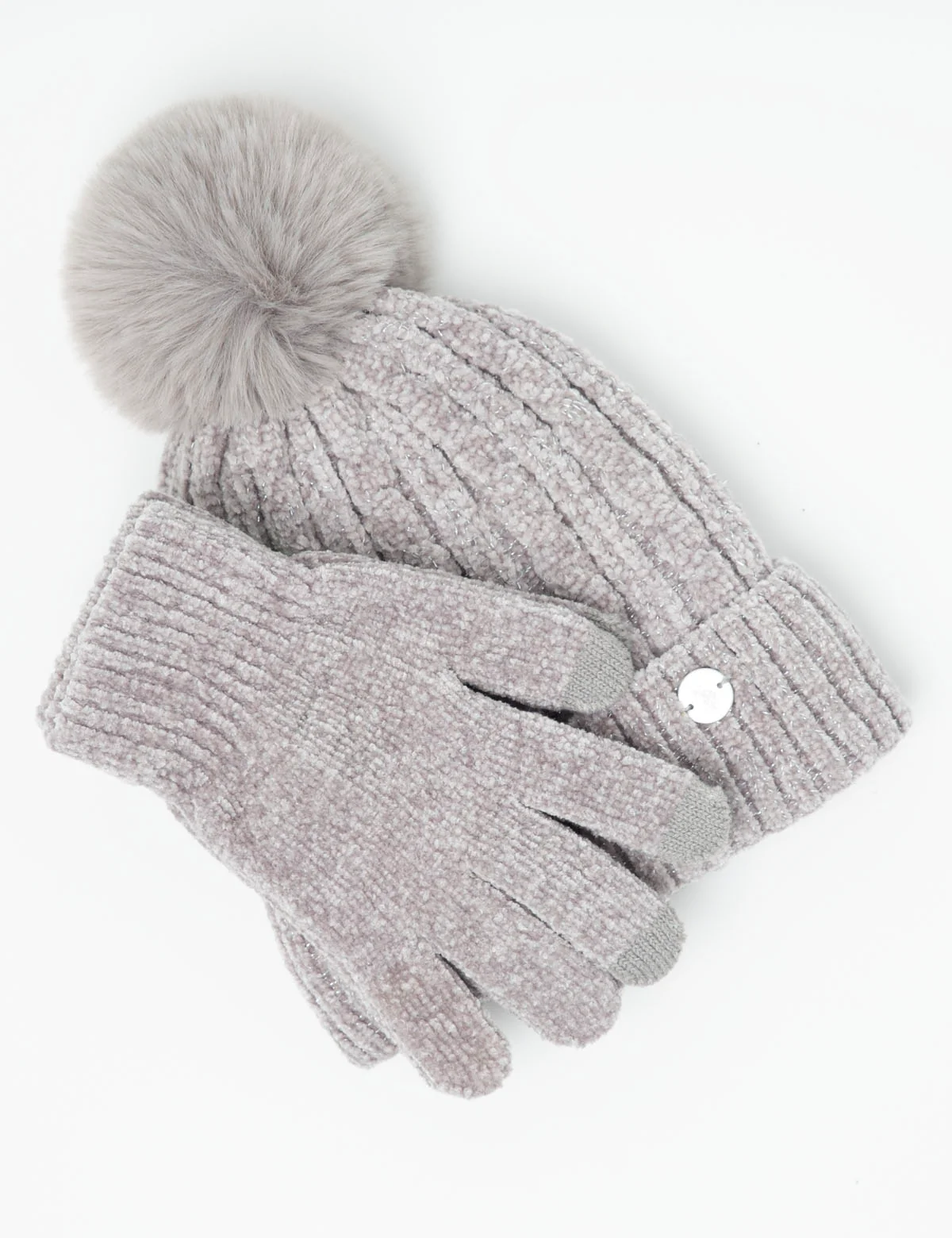 LADIES POM POM FLEECE BEANIE AND GLOVE SET - Image 14