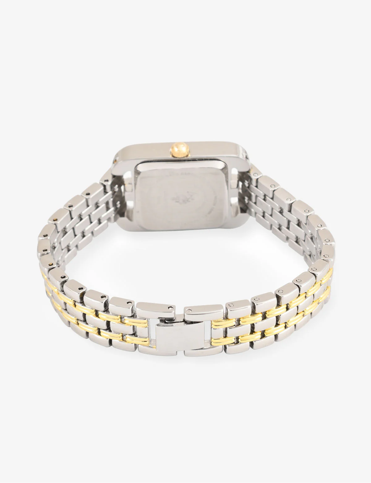 LADIES RECTANGULAR TWO TONE CRYSTAL BRACELET WATCH - Image 5