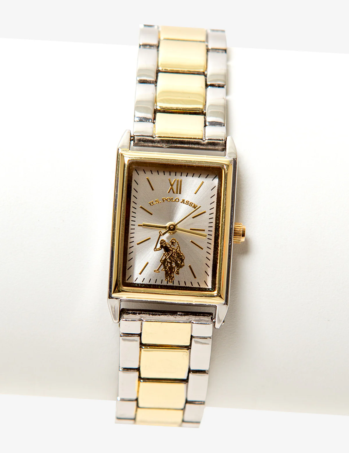 LADIES RECTANGULAR TWO TONE BRACELET WATCH
