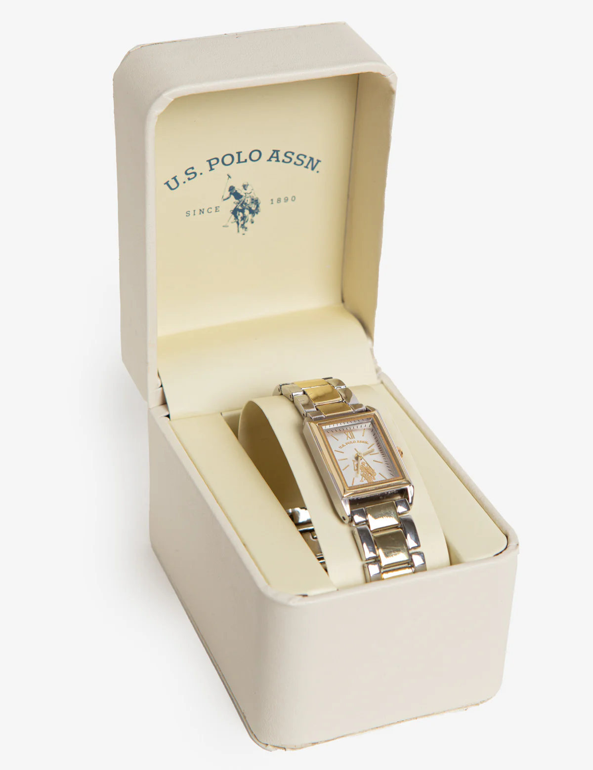 LADIES RECTANGULAR TWO TONE BRACELET WATCH - Image 2