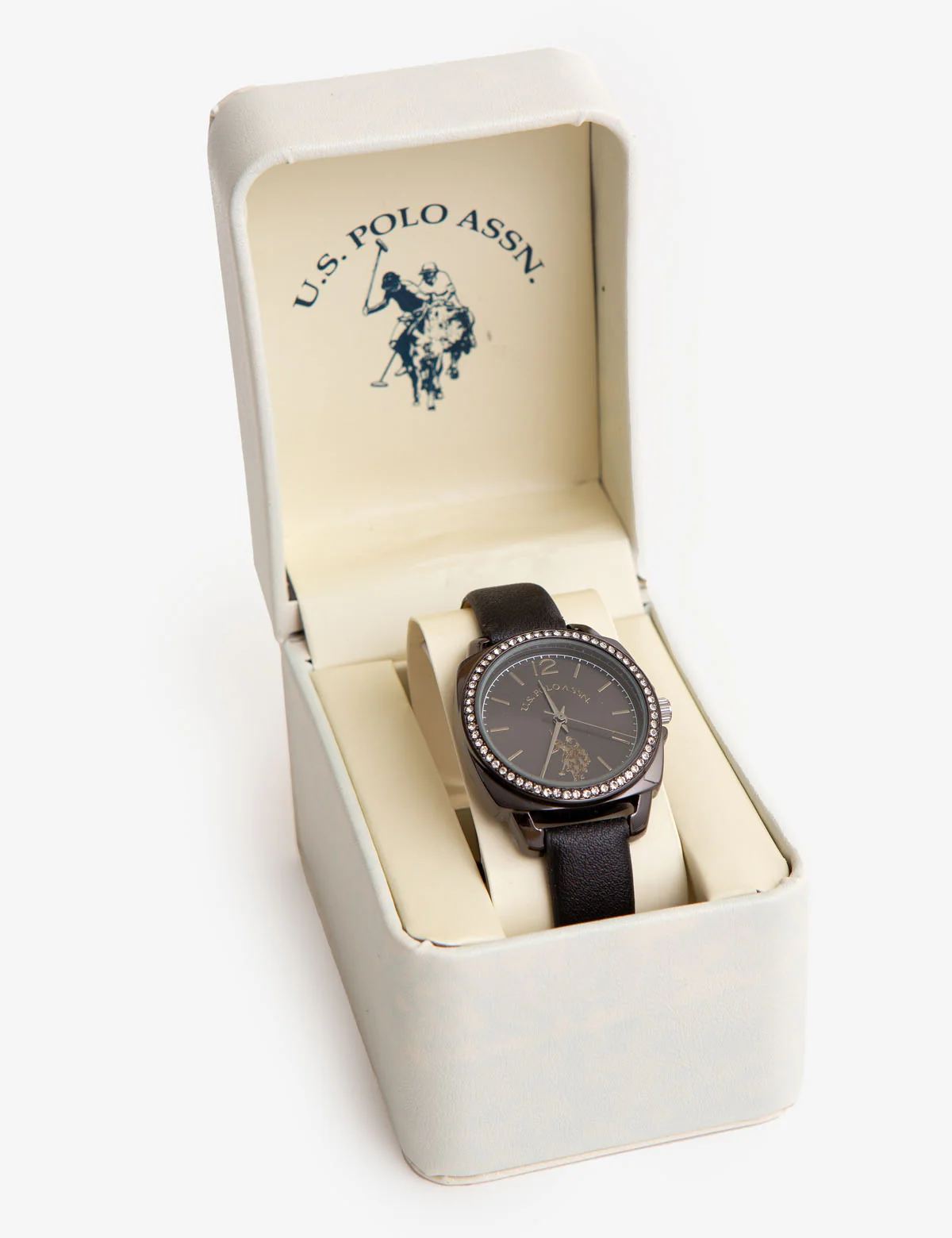 LADIES RHINESTONE CASE STRAP WATCH - Image 3