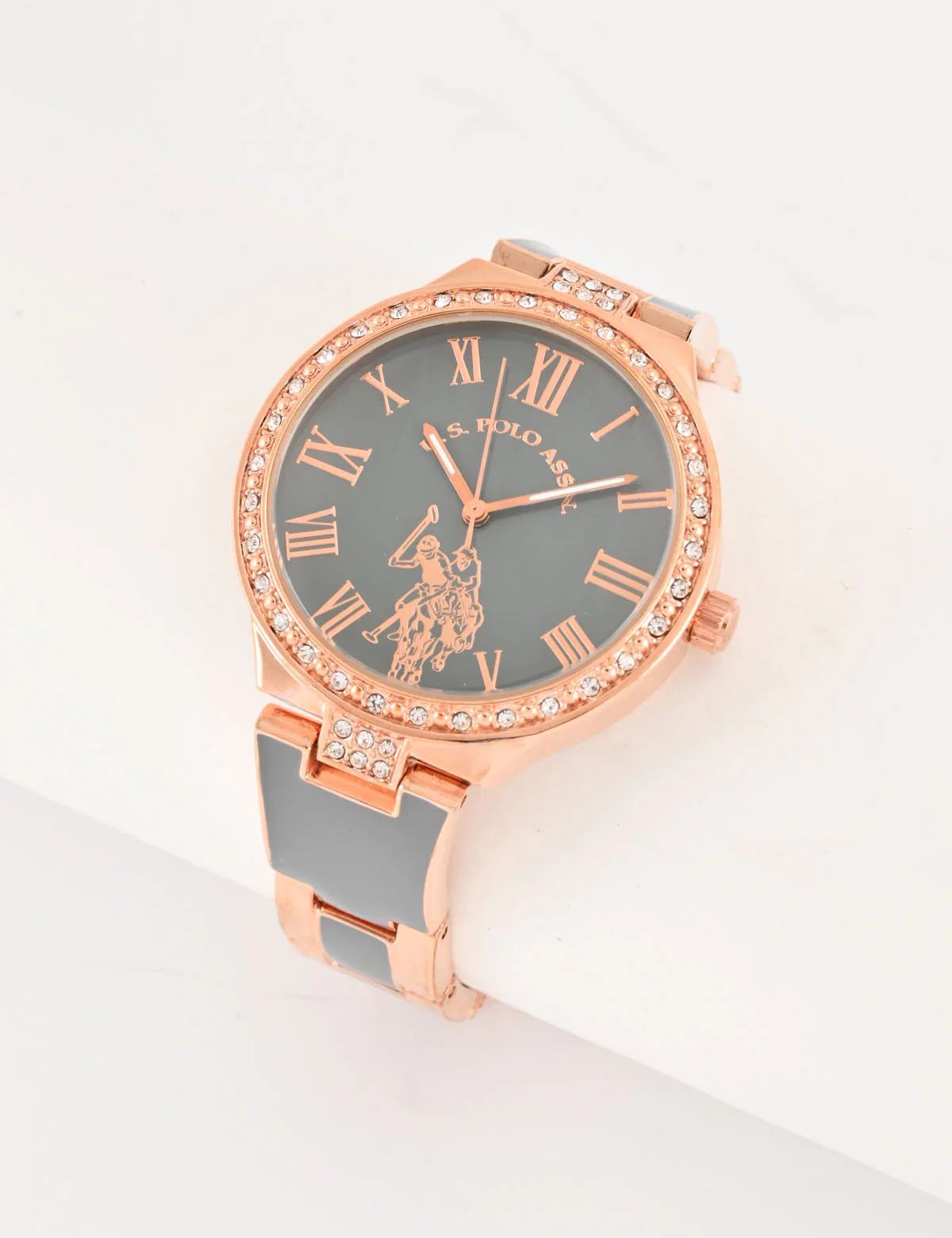 LADIES ROSE GOLD RHINESTONE BRACELET WATCH
