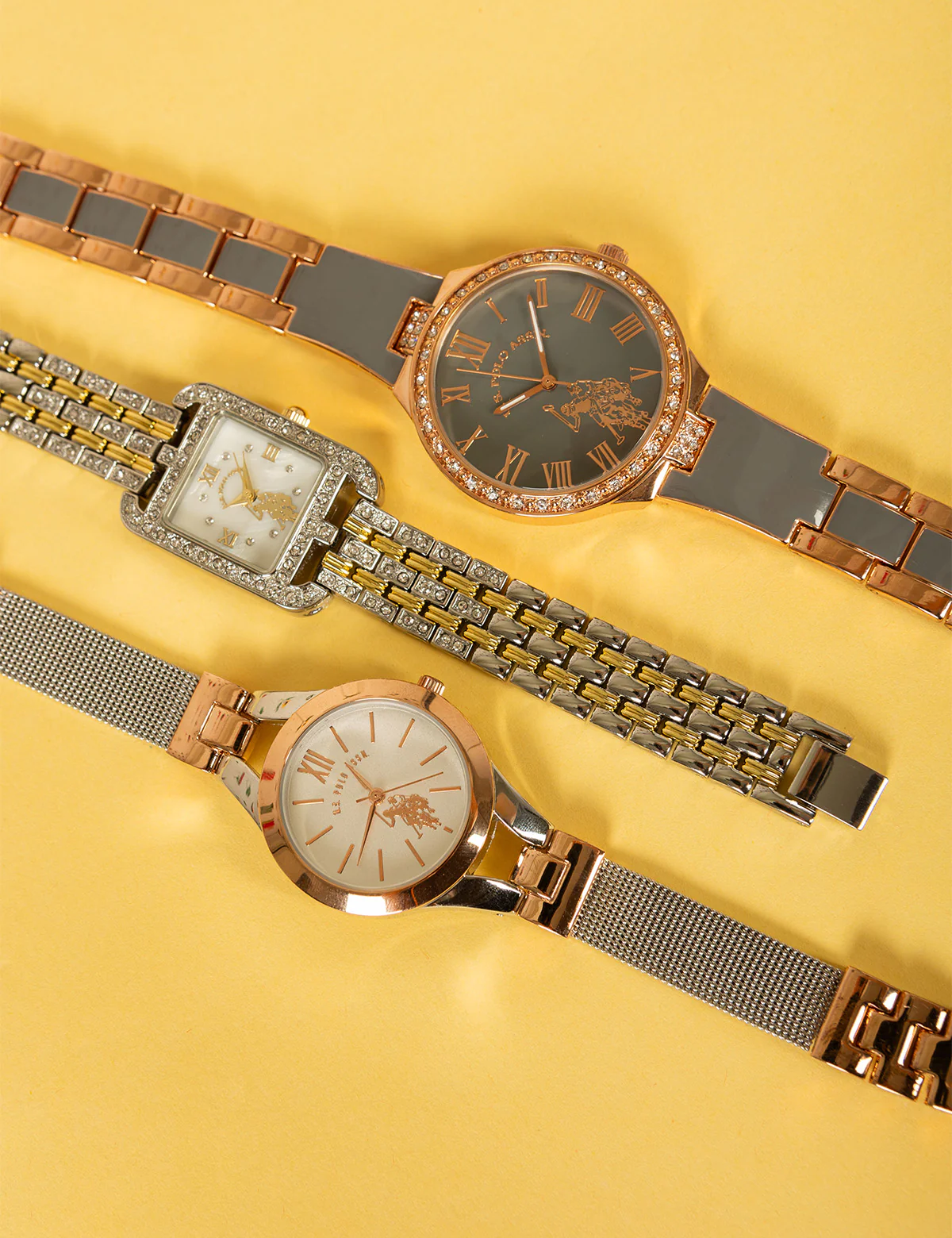 LADIES ROSE GOLD RHINESTONE BRACELET WATCH - Image 2
