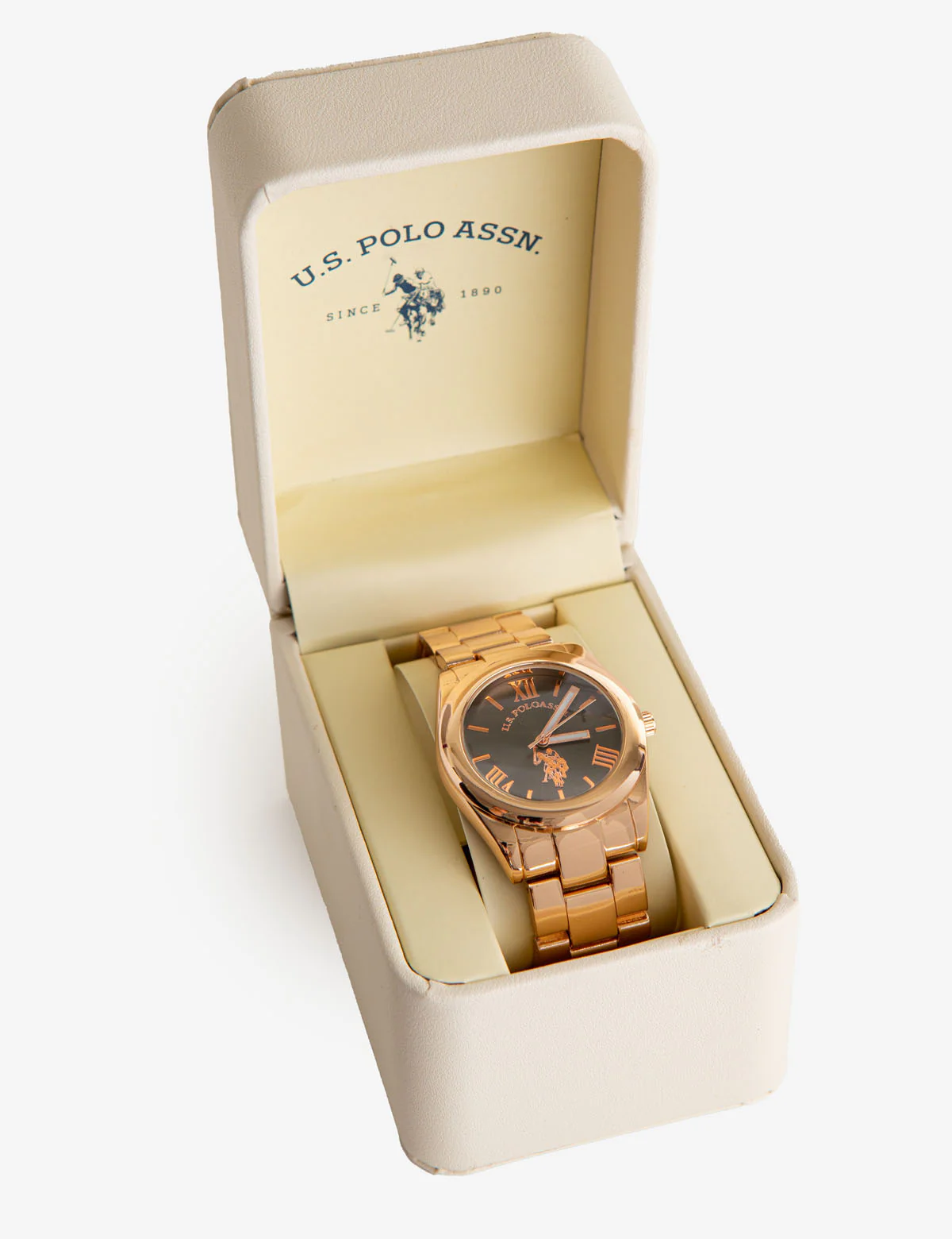 LADIES ROSE GOLD BRACELET WATCH WITH BLACK DIAL - Image 2