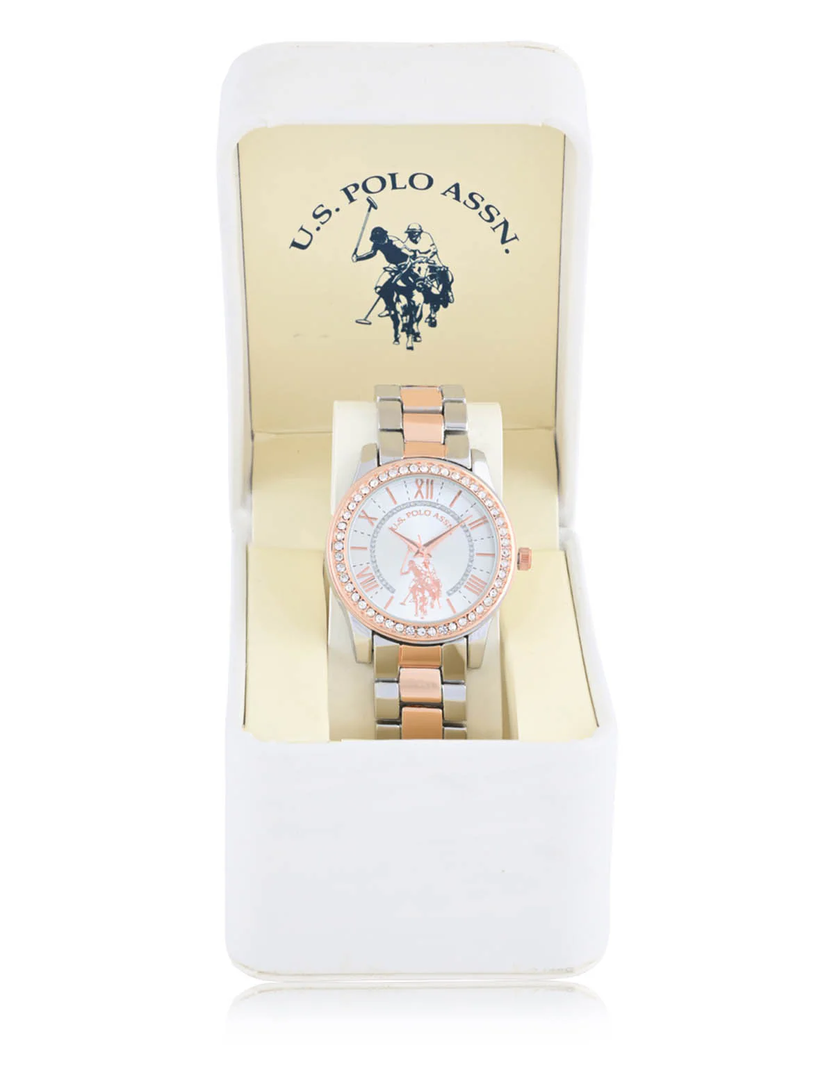 LADIES SILVER AND ROSE GOLD BRACELET WATCH - Image 2