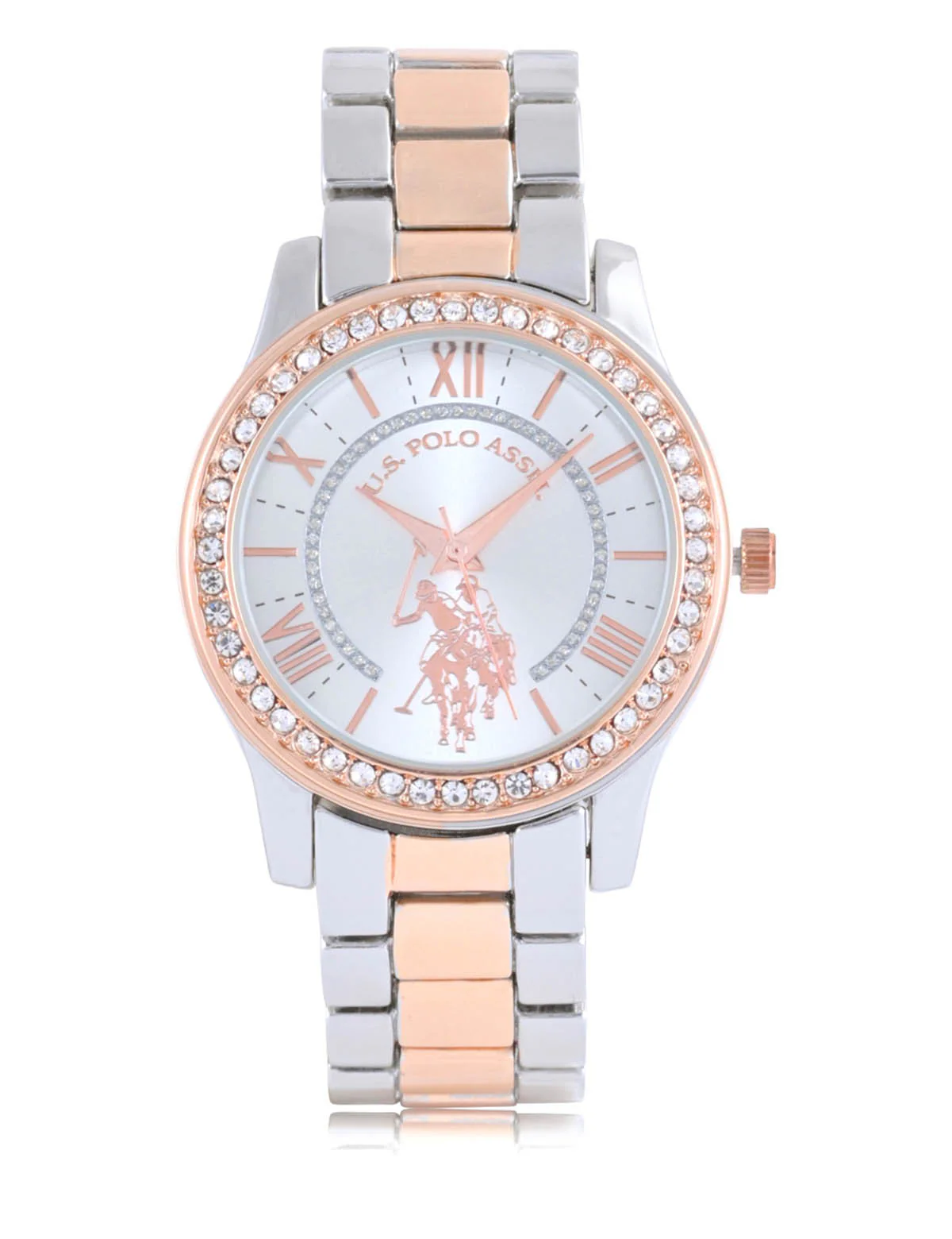 LADIES SILVER AND ROSE GOLD BRACELET WATCH - Image 3