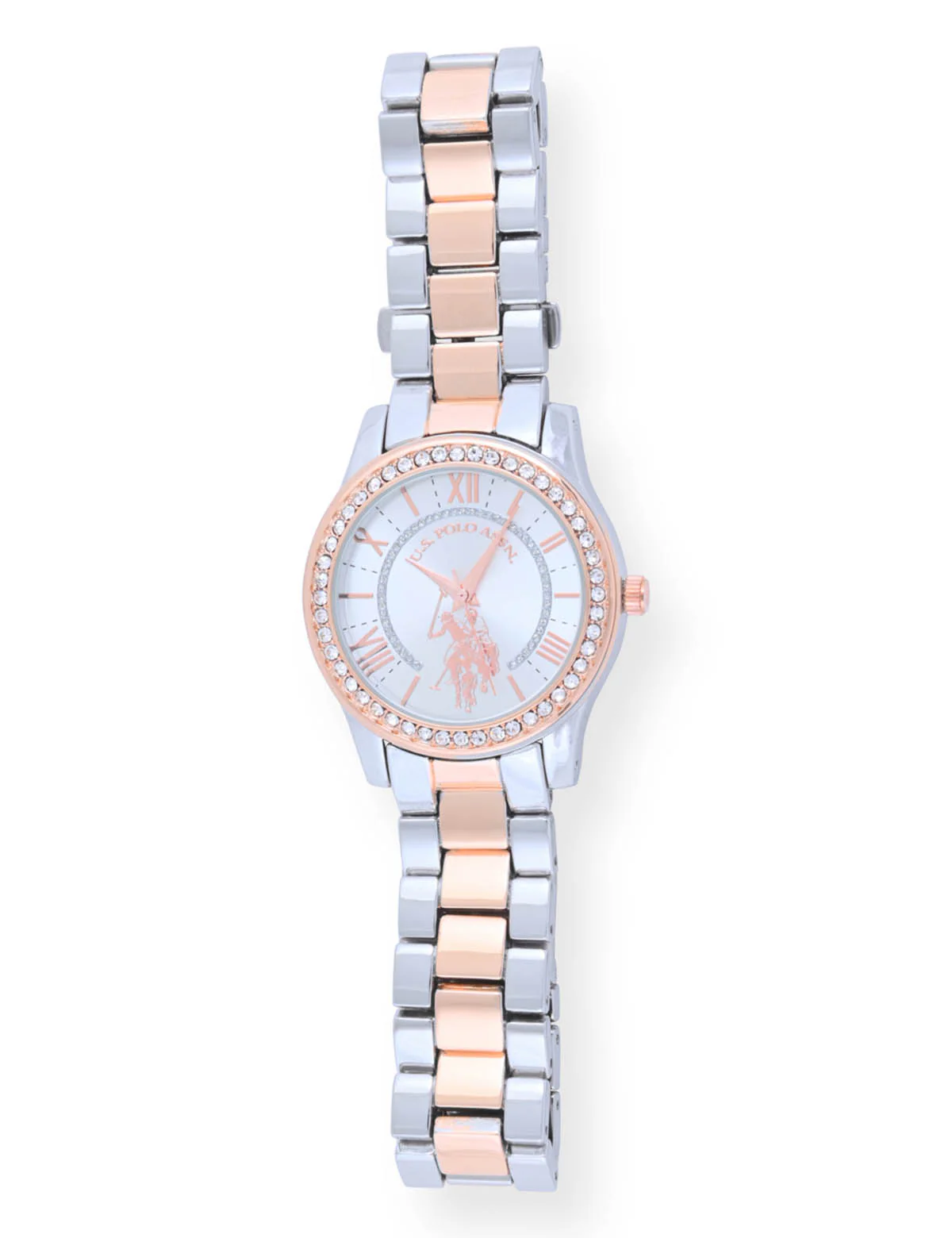 LADIES SILVER AND ROSE GOLD BRACELET WATCH - Image 4