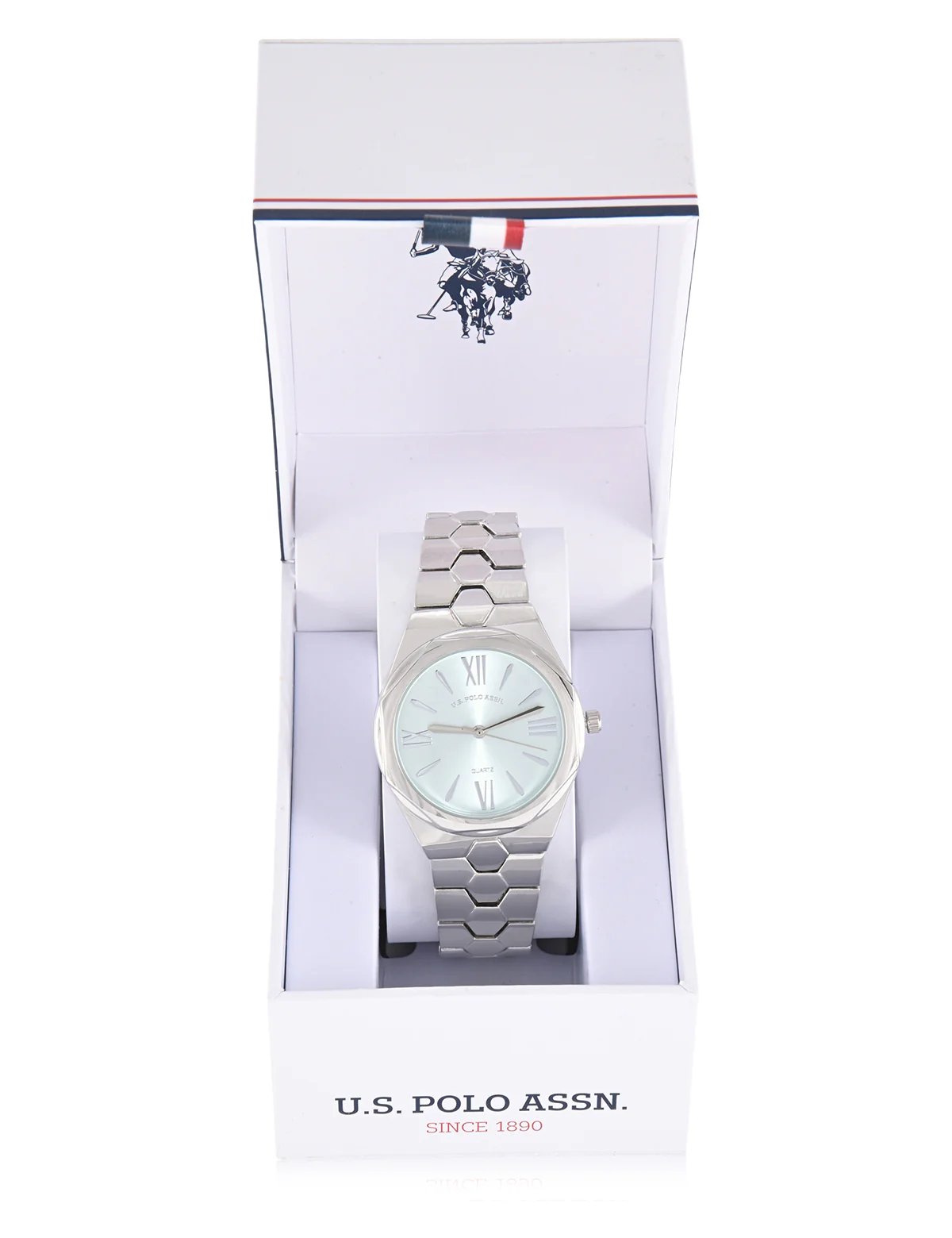 LADIES SILVER LINK WATCH WITH BLUE FACE - Image 3