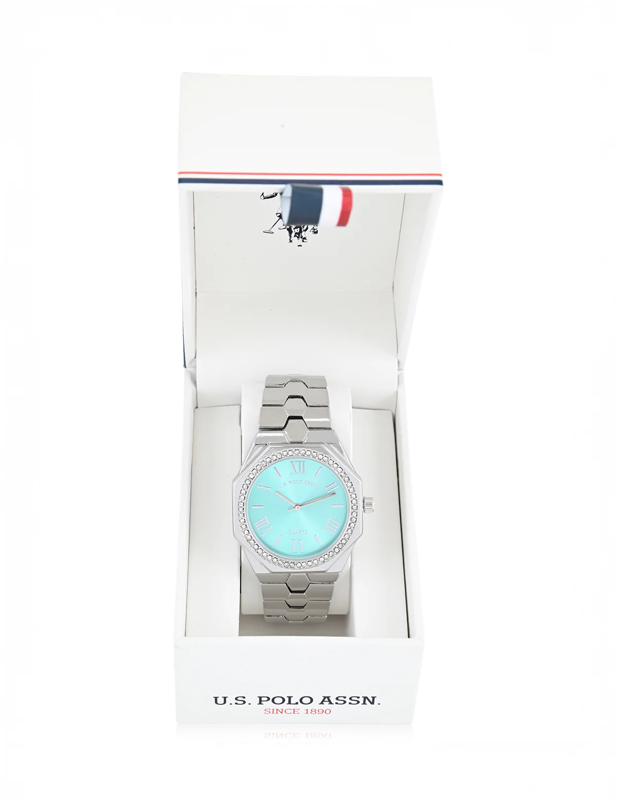 LADIES SILVER LINK WATCH WITH BLUE FACE - Image 2