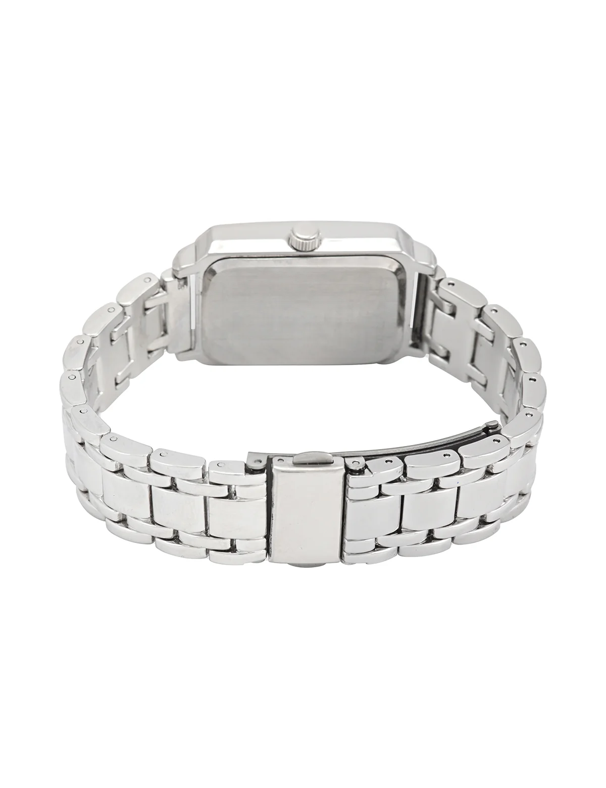 LADIES SQUARE SILVER LINK WATCH WITH GREEN FACE - Image 4