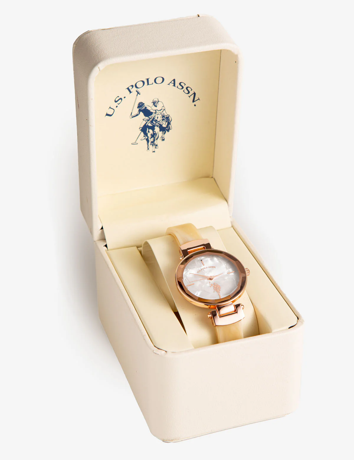 LADIES TORTOISE RESIN BANGLE WATCH WITH WHITE DIAL - Image 2