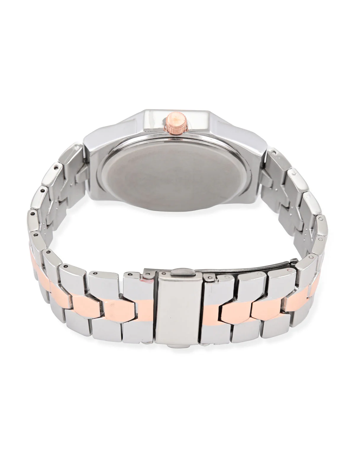 LADIES TWO TONE LINK WATCH WITH PINK FACE - Image 3