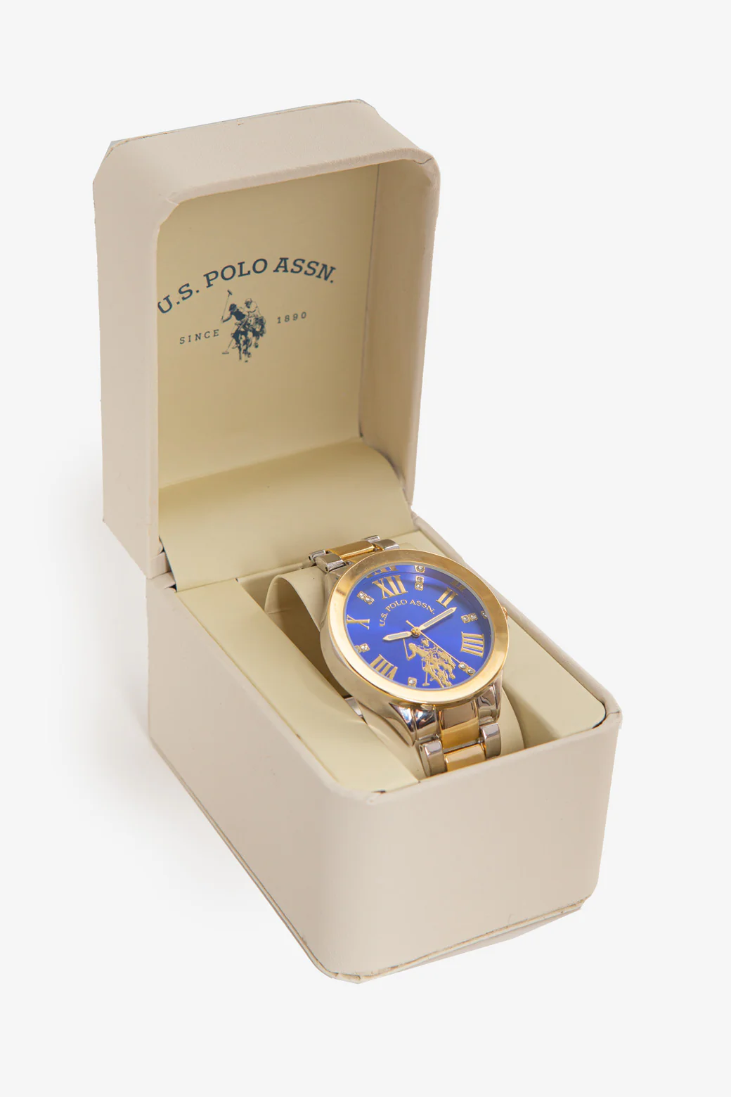 LADIES TWO TONE BRACELET WATCH W BLUE DIAL - Image 2