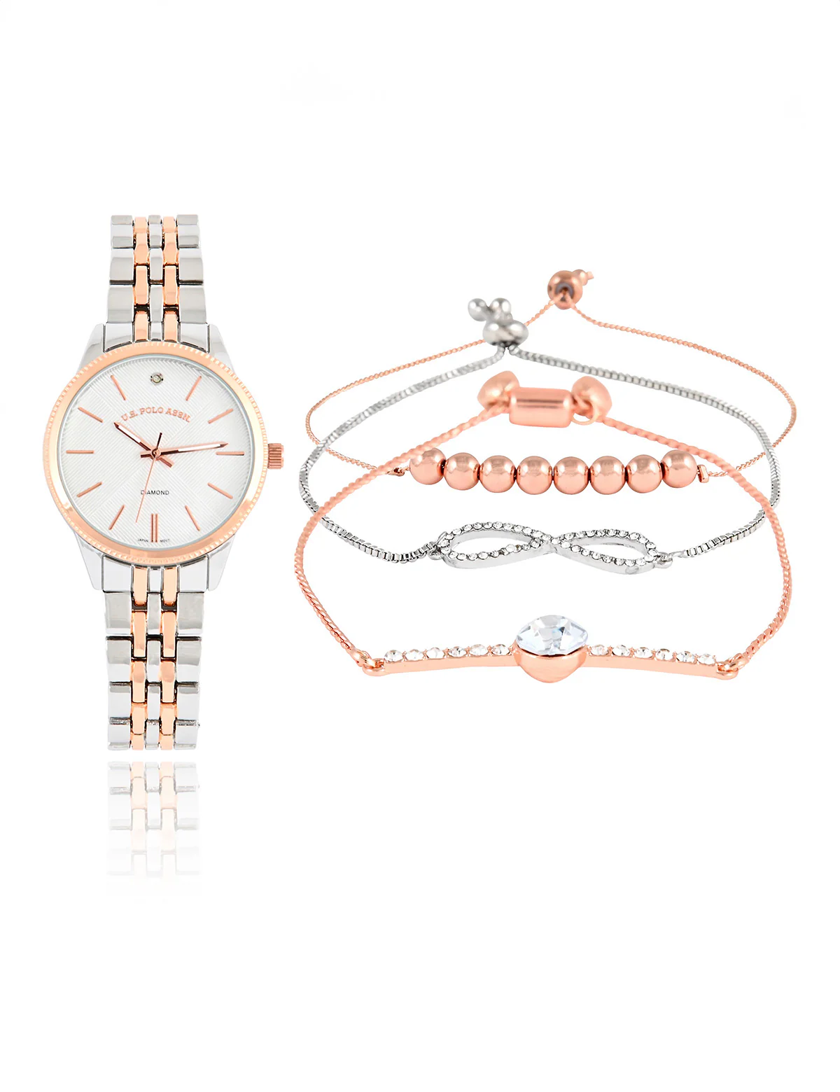 LADIES TWO TONE WATCH AND BRACELETS SET - Image 3