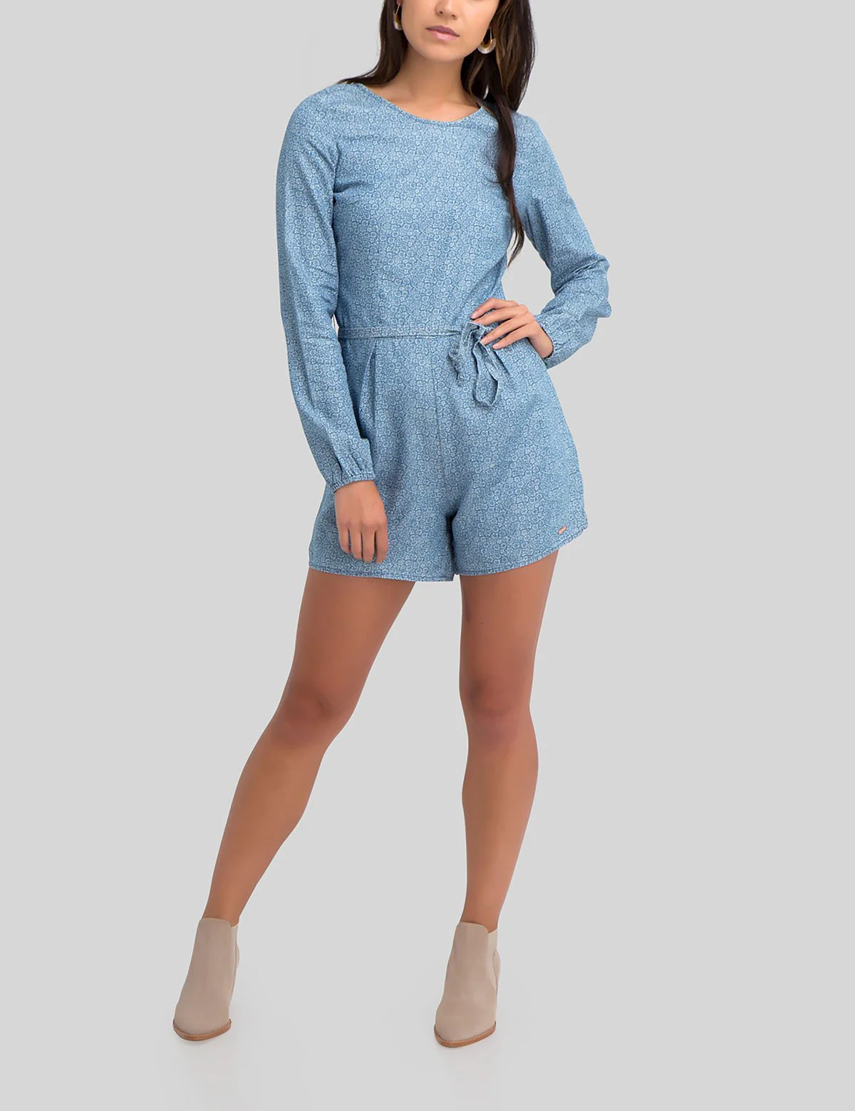 CHAMBRAY LONG SLEEVE ROMPER - Image 5